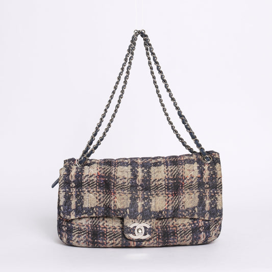 Chanel Multicolor Nylon Printed Tweed Flap