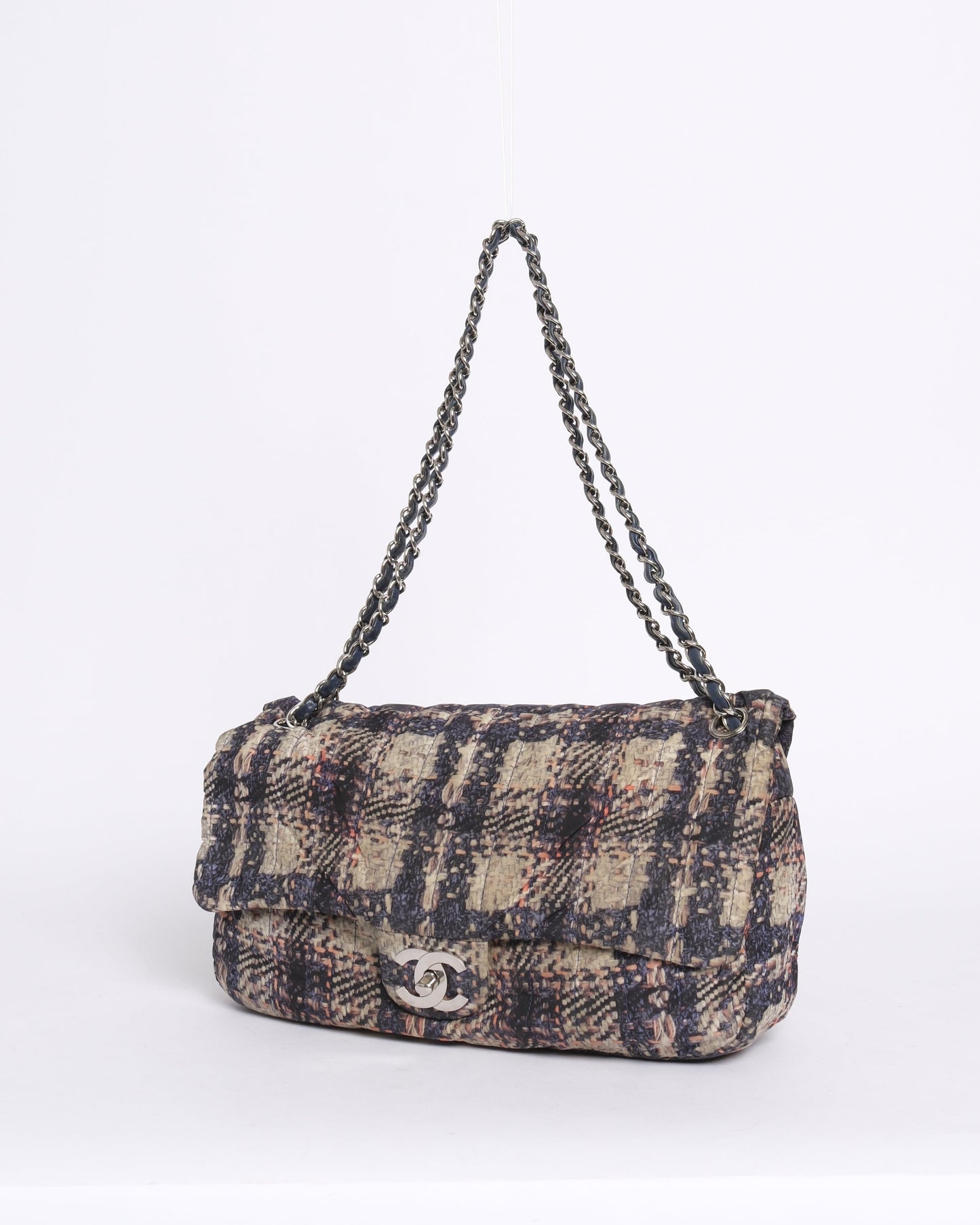 Chanel Multicolor Nylon Printed Tweed Flap