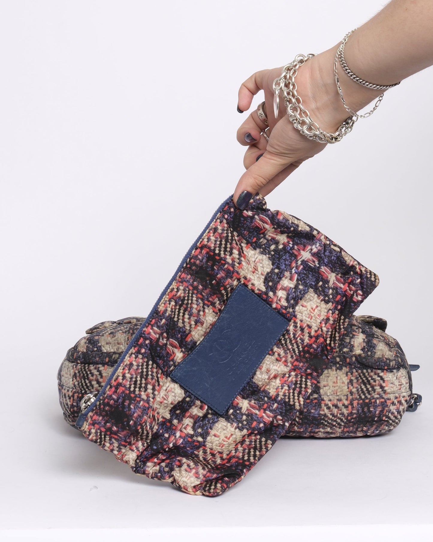 Chanel Multicolor Nylon Printed Tweed Flap