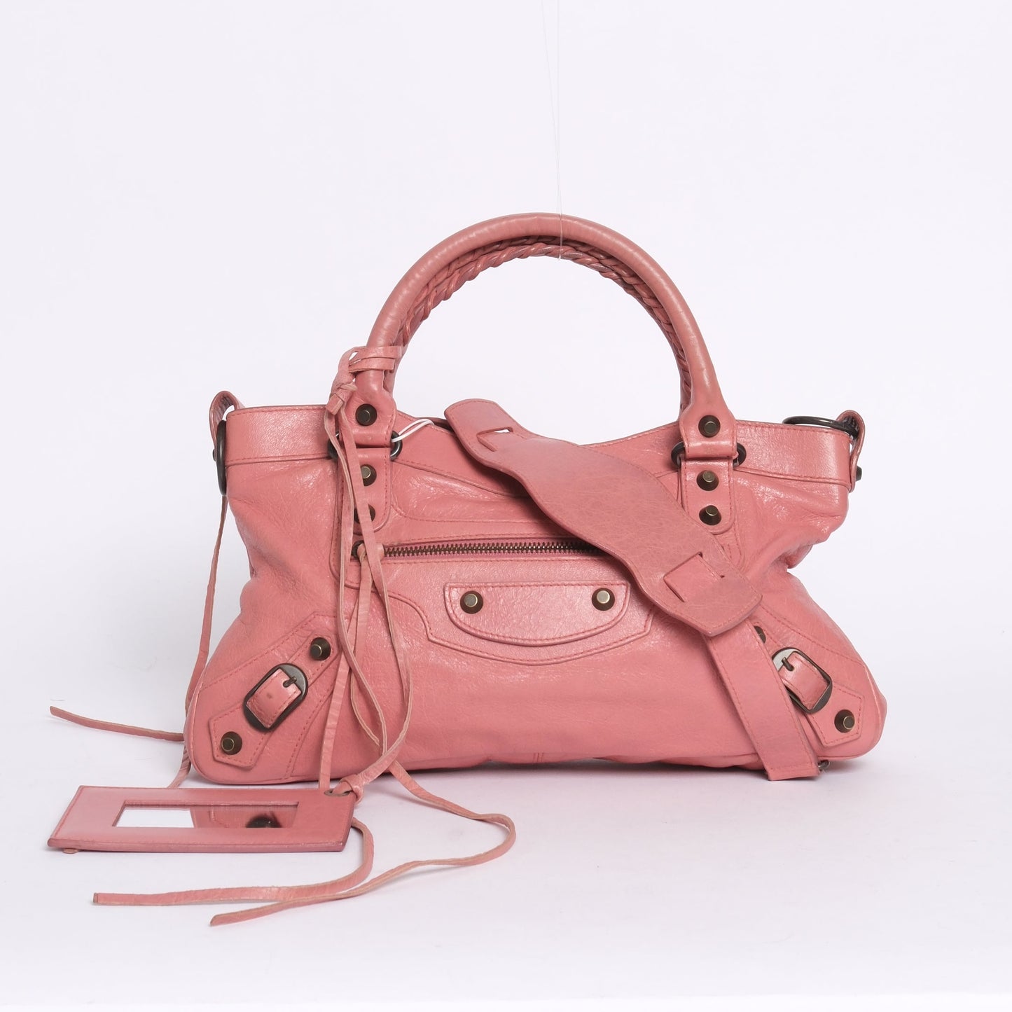 Balenciaga Pink Classic 'The First' Motorcycle City Bag