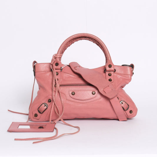 Balenciaga Pink Classic 'The First' Motorcycle City Bag