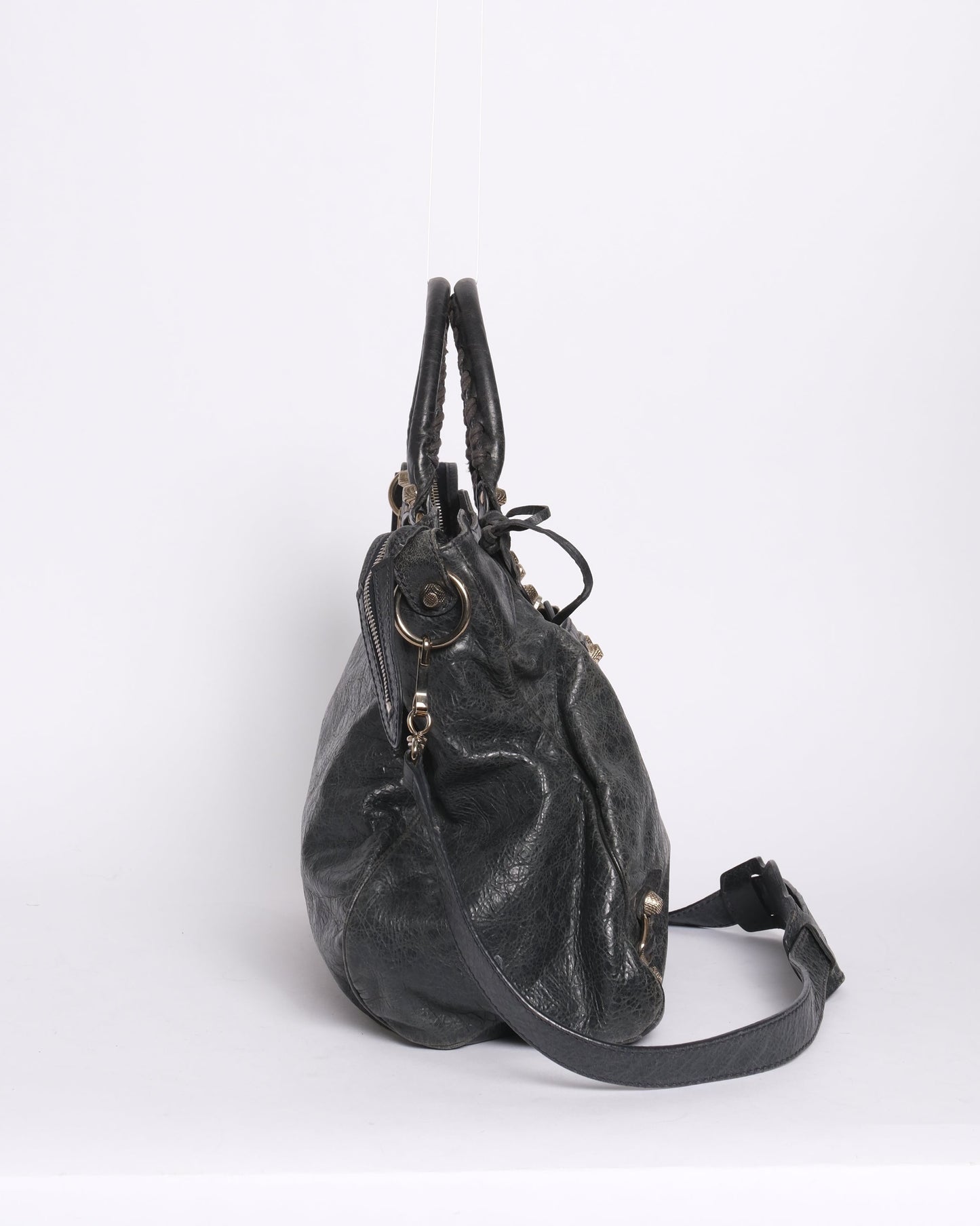 Balenciaga Giant Velo City Bag Washed Black Crossbody Bag