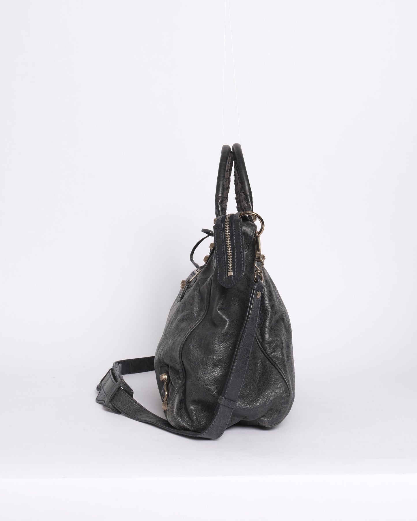 Balenciaga Giant Velo City Bag Washed Black Crossbody Bag