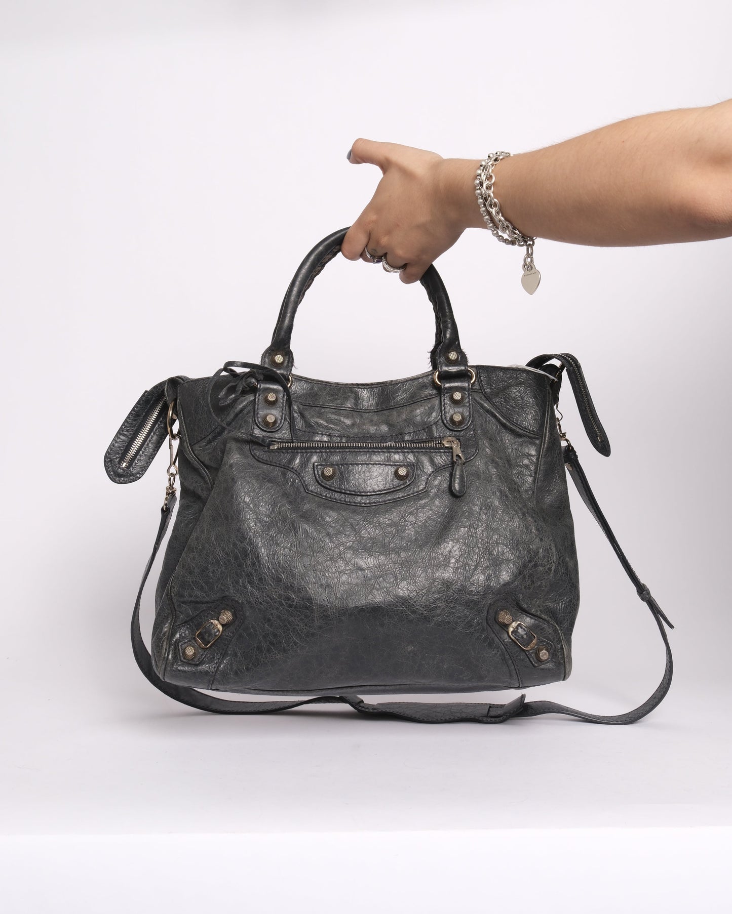 Balenciaga Giant Velo City Bag Washed Black Crossbody Bag