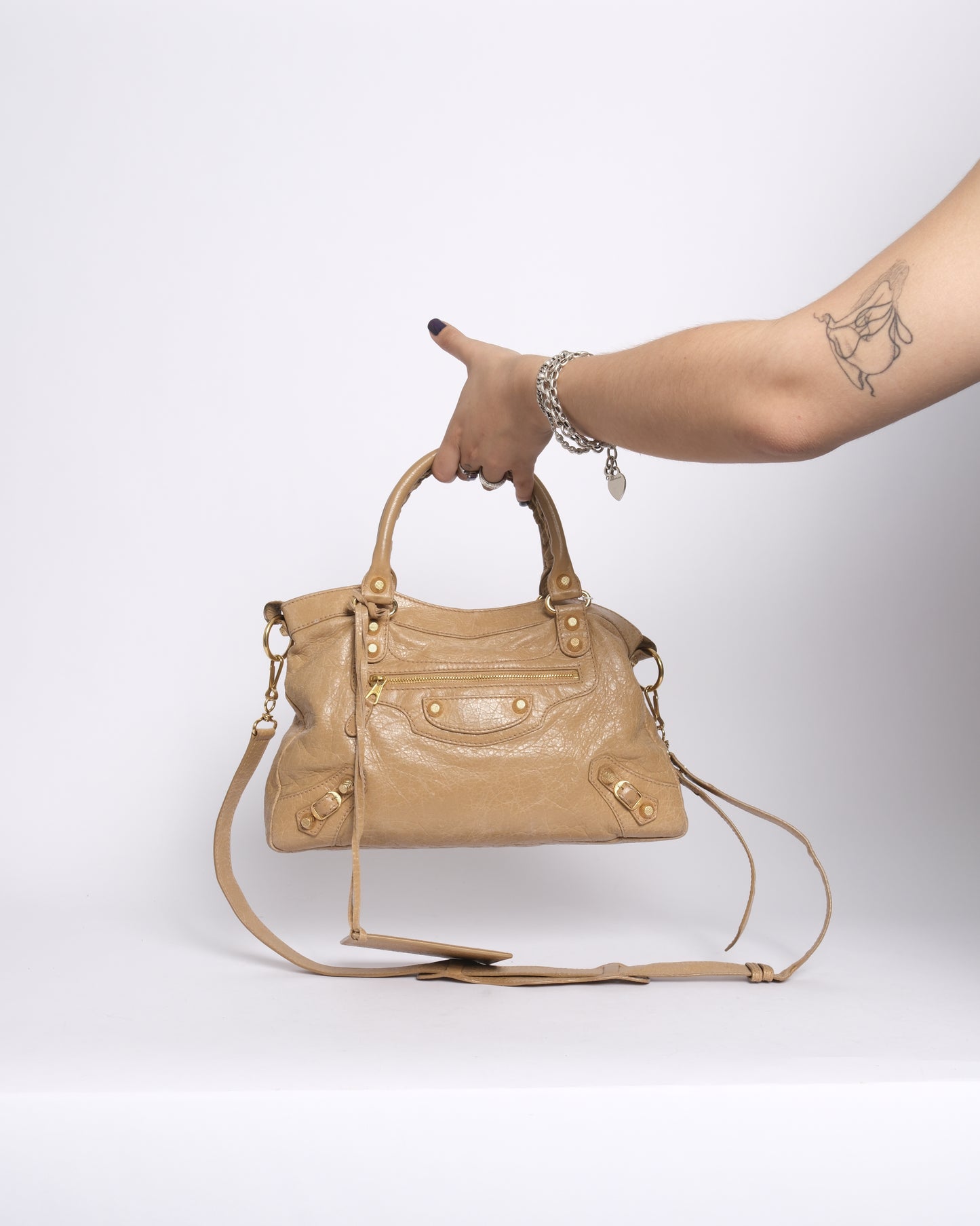 Balenciaga The Town Brown City Bag w/ Crossbody Strap