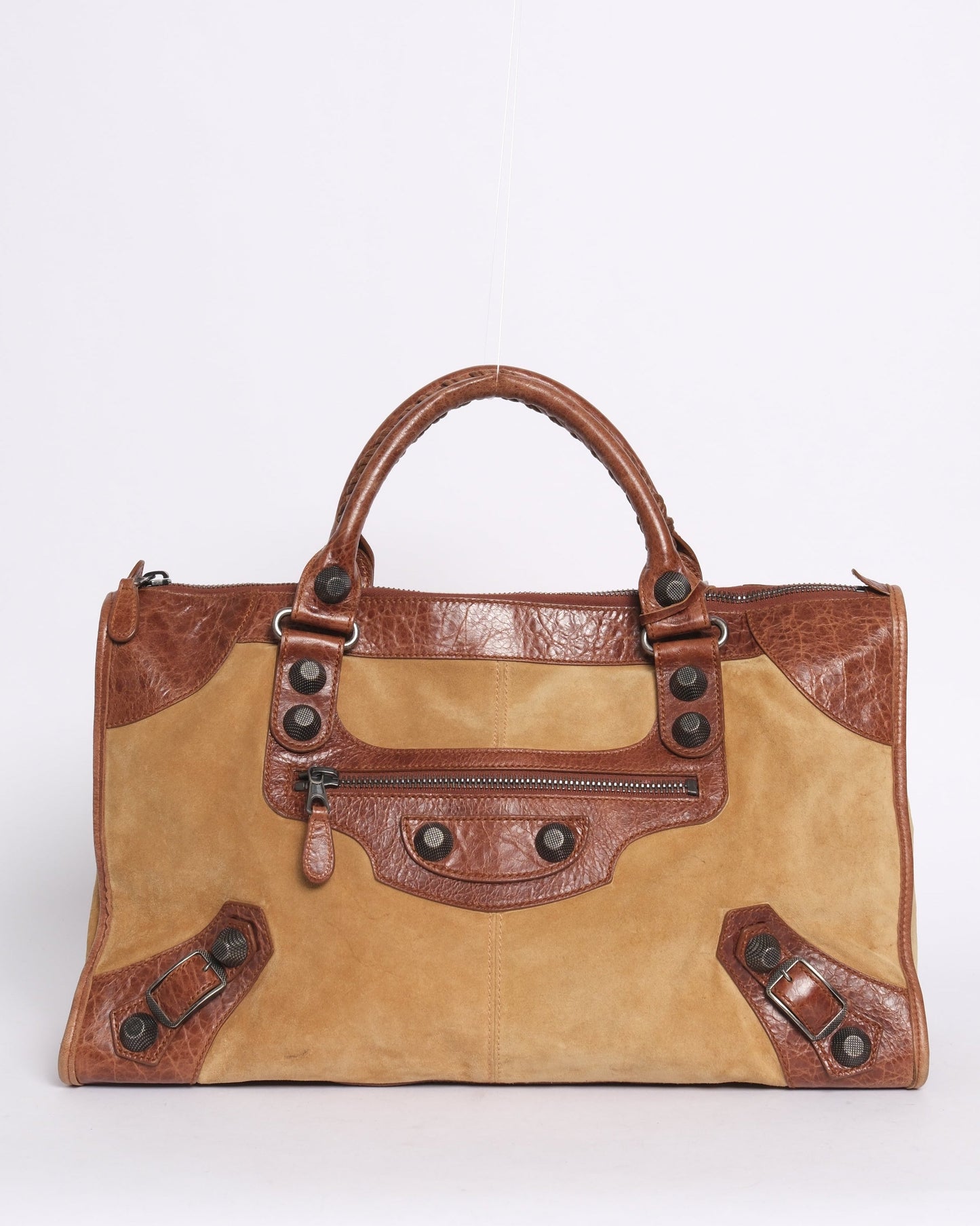 Balenciaga Brown Suede Work Bag w/ Giant Hardware