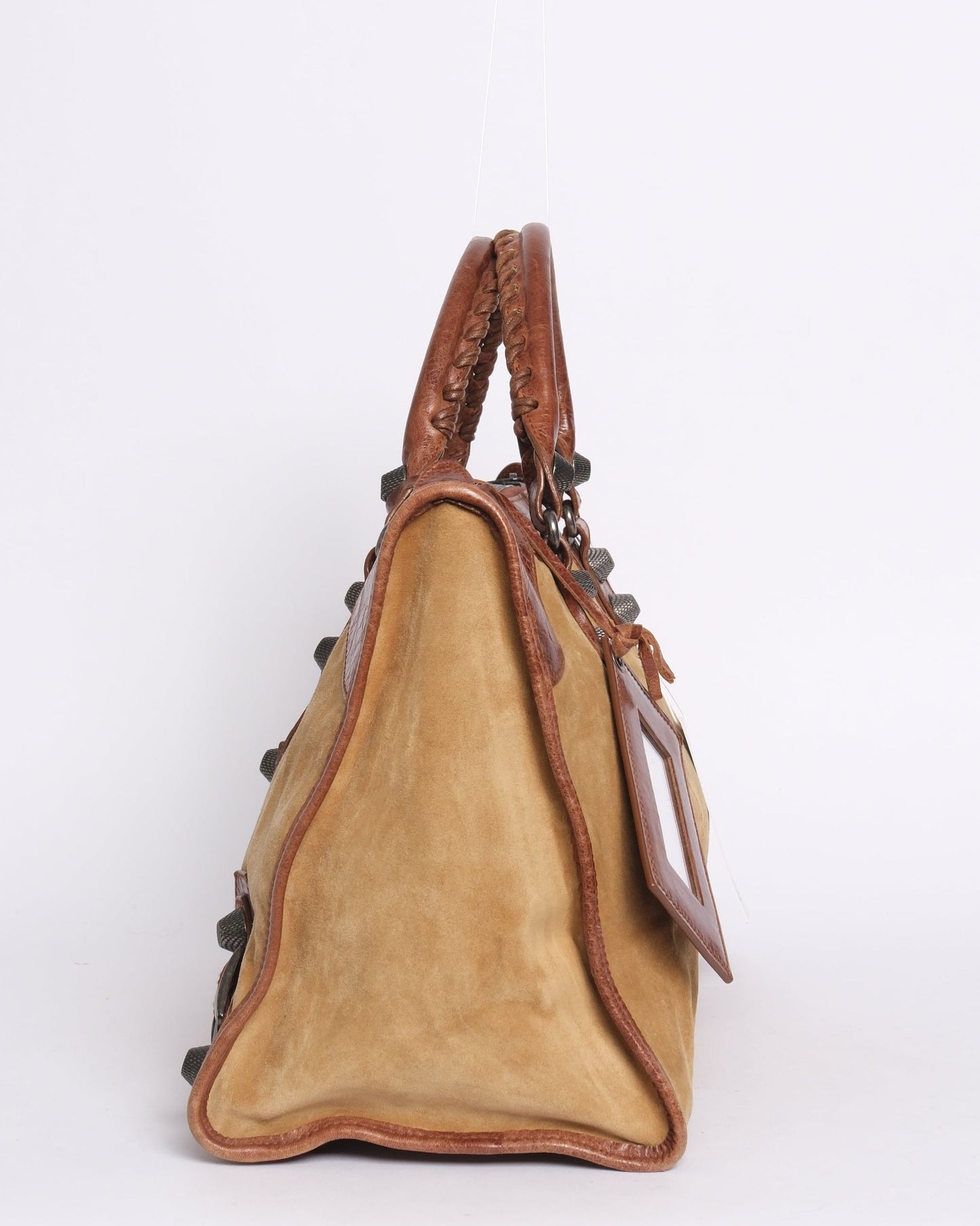 Balenciaga Brown Suede Work Bag w/ Giant Hardware