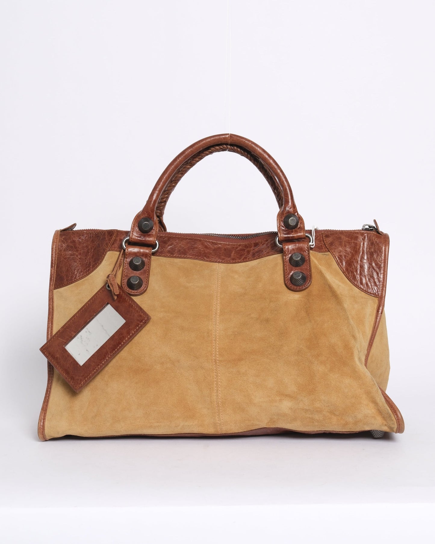 Balenciaga Brown Suede Work Bag w/ Giant Hardware