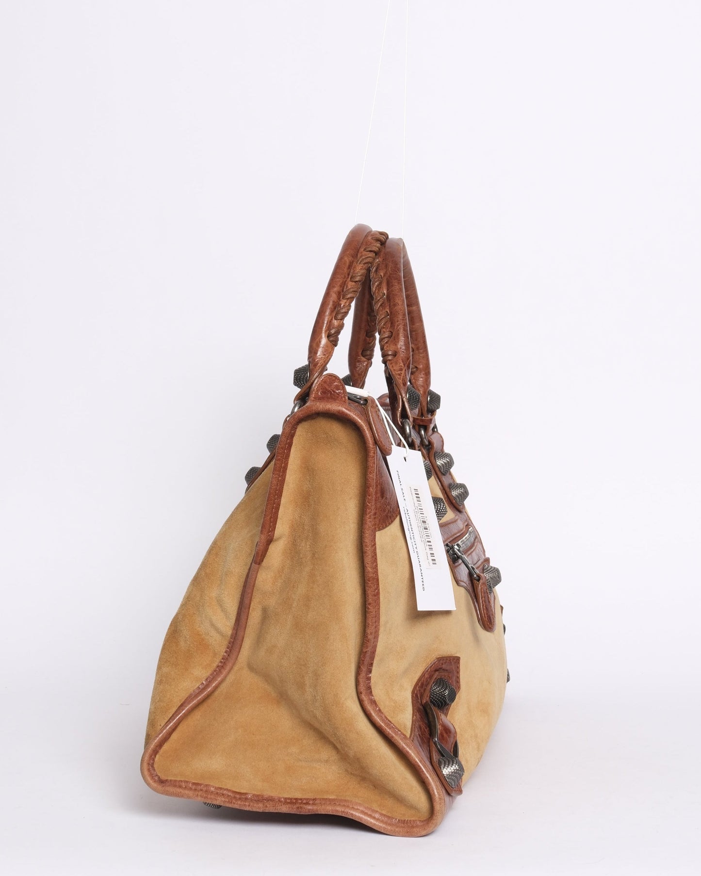 Balenciaga Brown Suede Work Bag w/ Giant Hardware