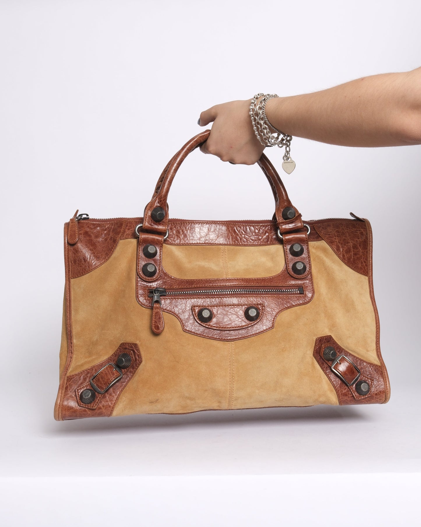 Balenciaga Brown Suede Work Bag w/ Giant Hardware