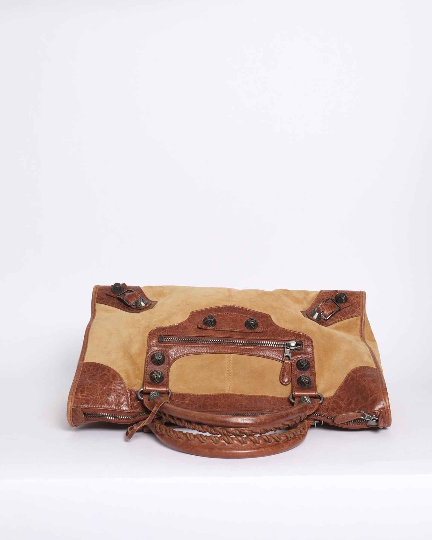 Balenciaga Brown Suede Work Bag w/ Giant Hardware