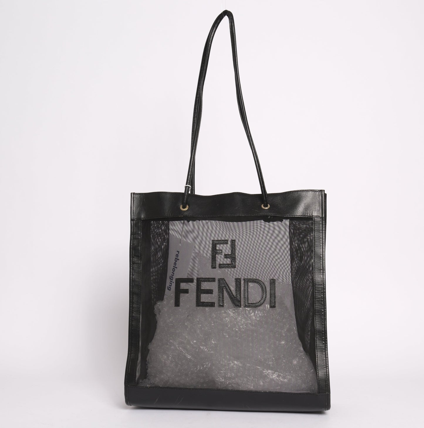 Fendi Black Mesh Shopper Tote Bag