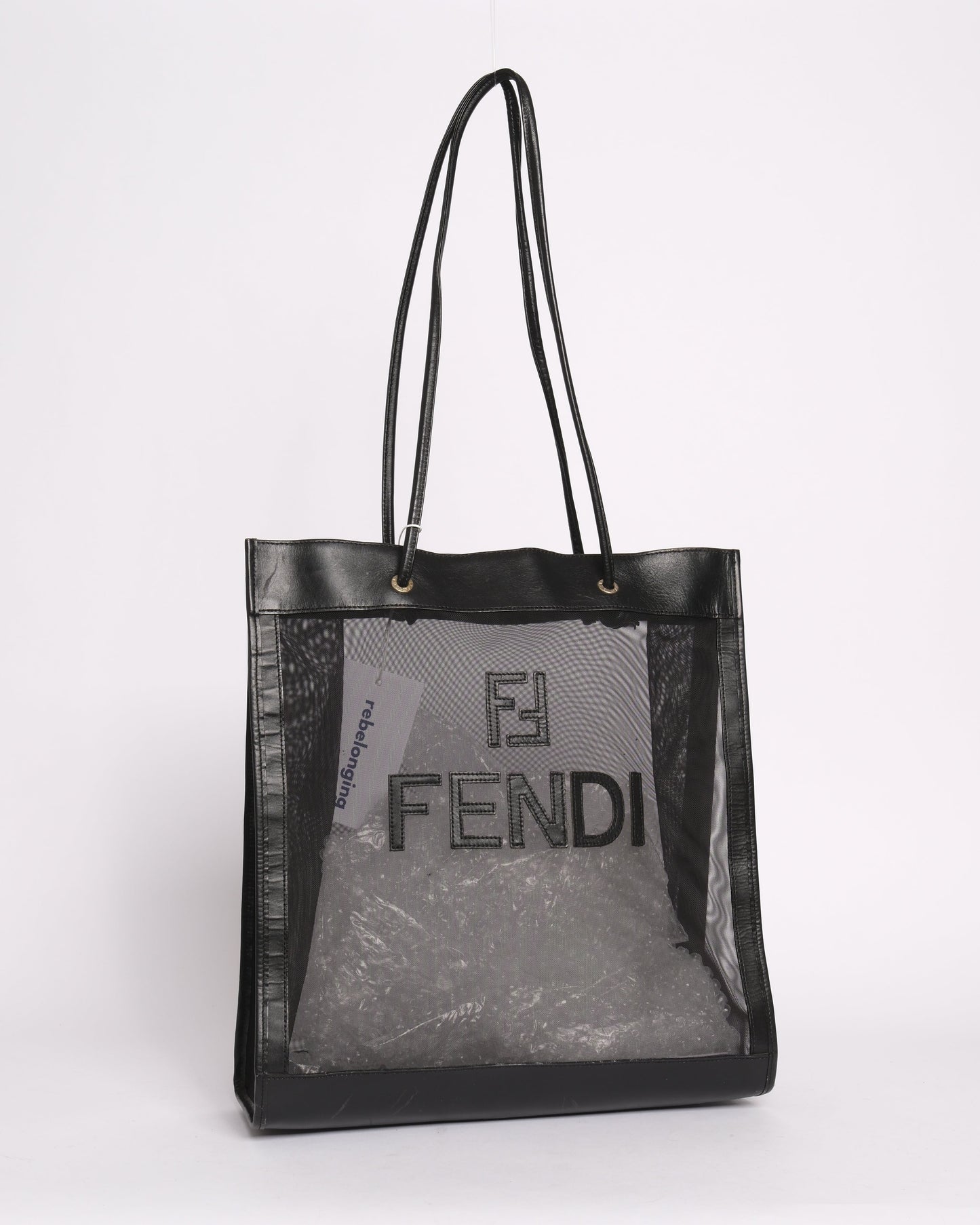 Fendi Black Mesh Shopper Tote Bag