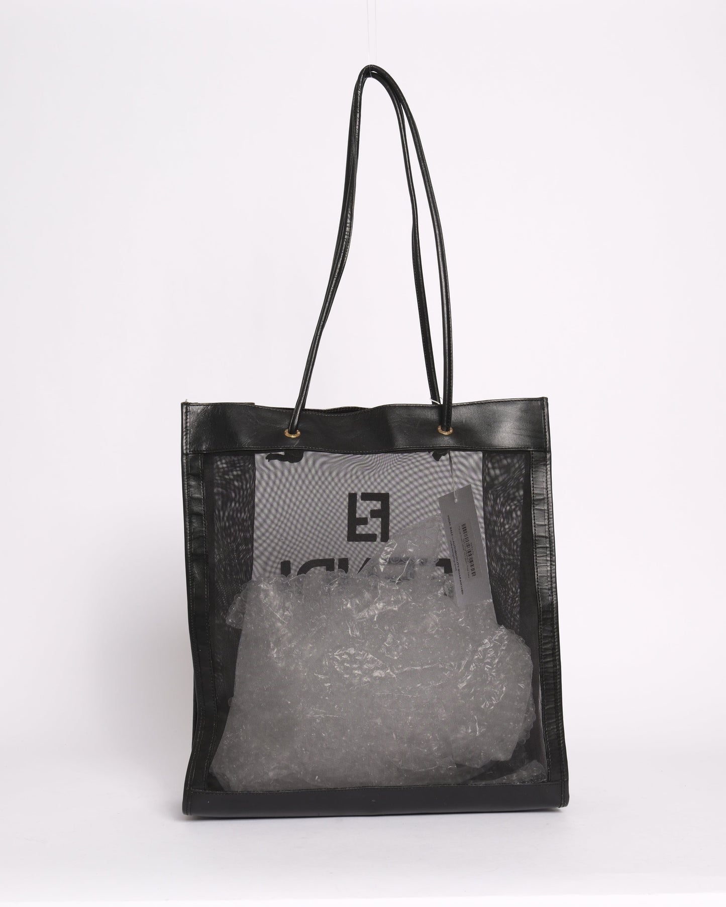 Fendi Black Mesh Shopper Tote Bag
