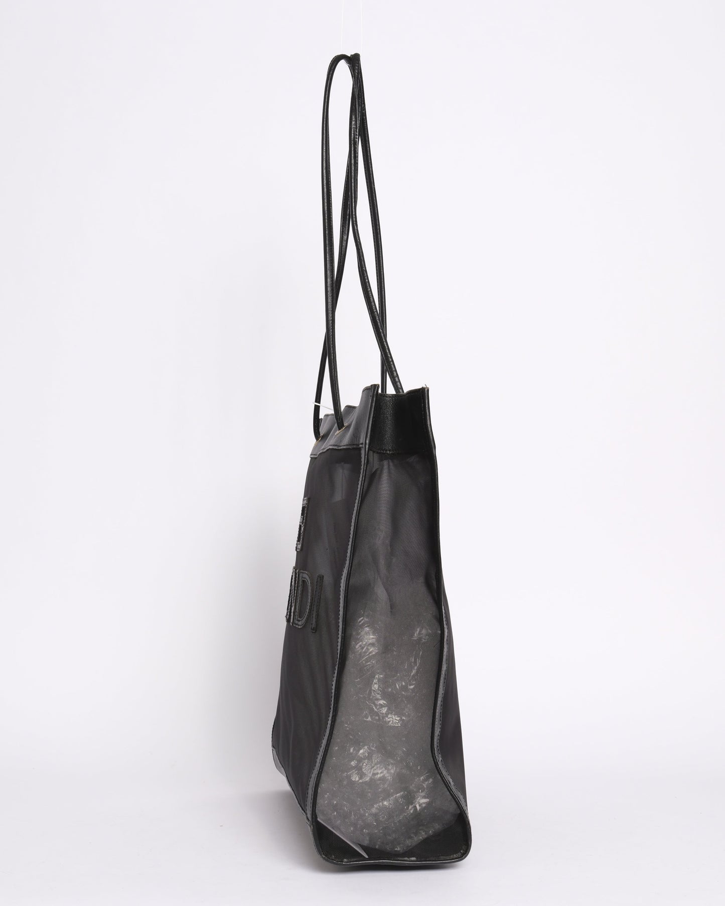 Fendi Black Mesh Shopper Tote Bag
