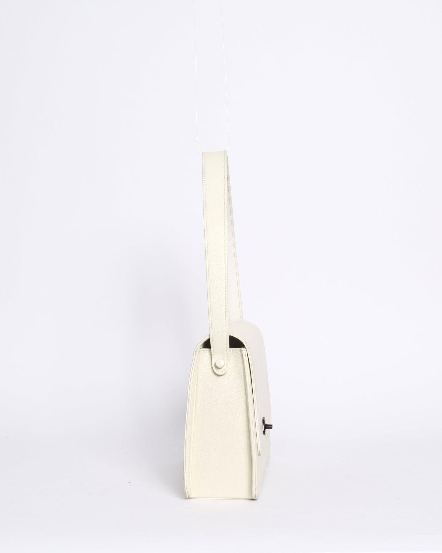 Chanel White Caviar Turnlock Shoulder Bag
