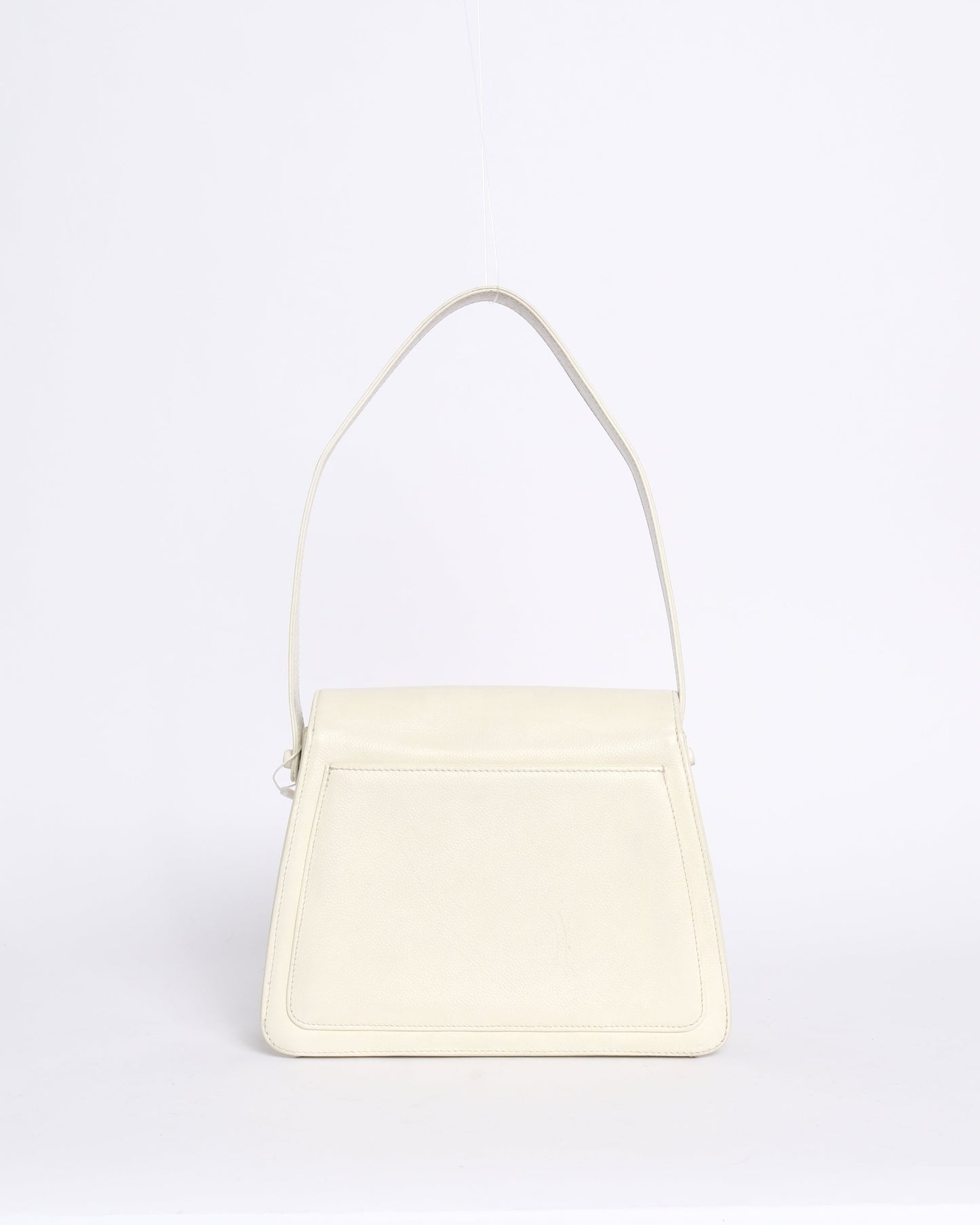 Chanel White Caviar Turnlock Shoulder Bag