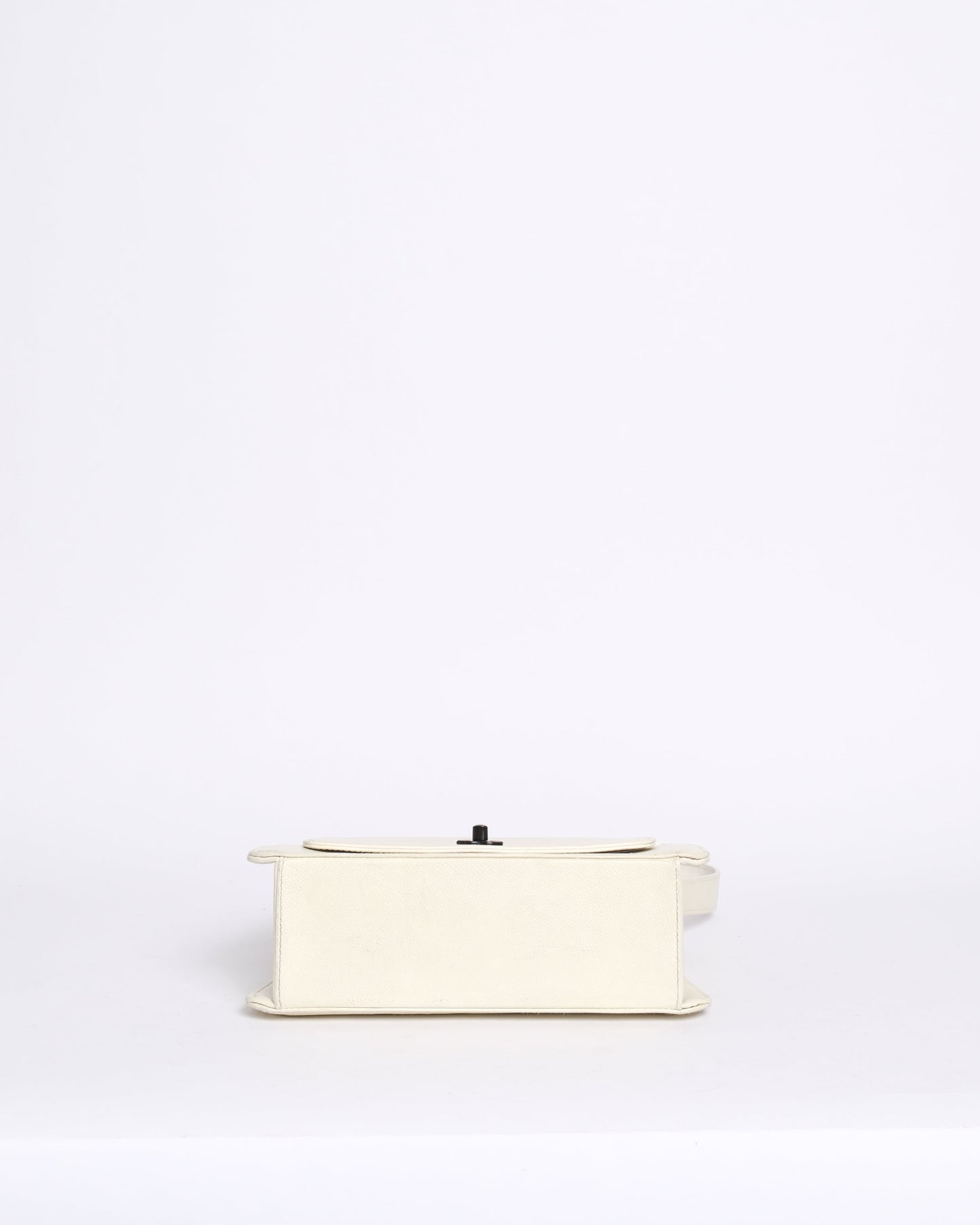 Chanel White Caviar Turnlock Shoulder Bag
