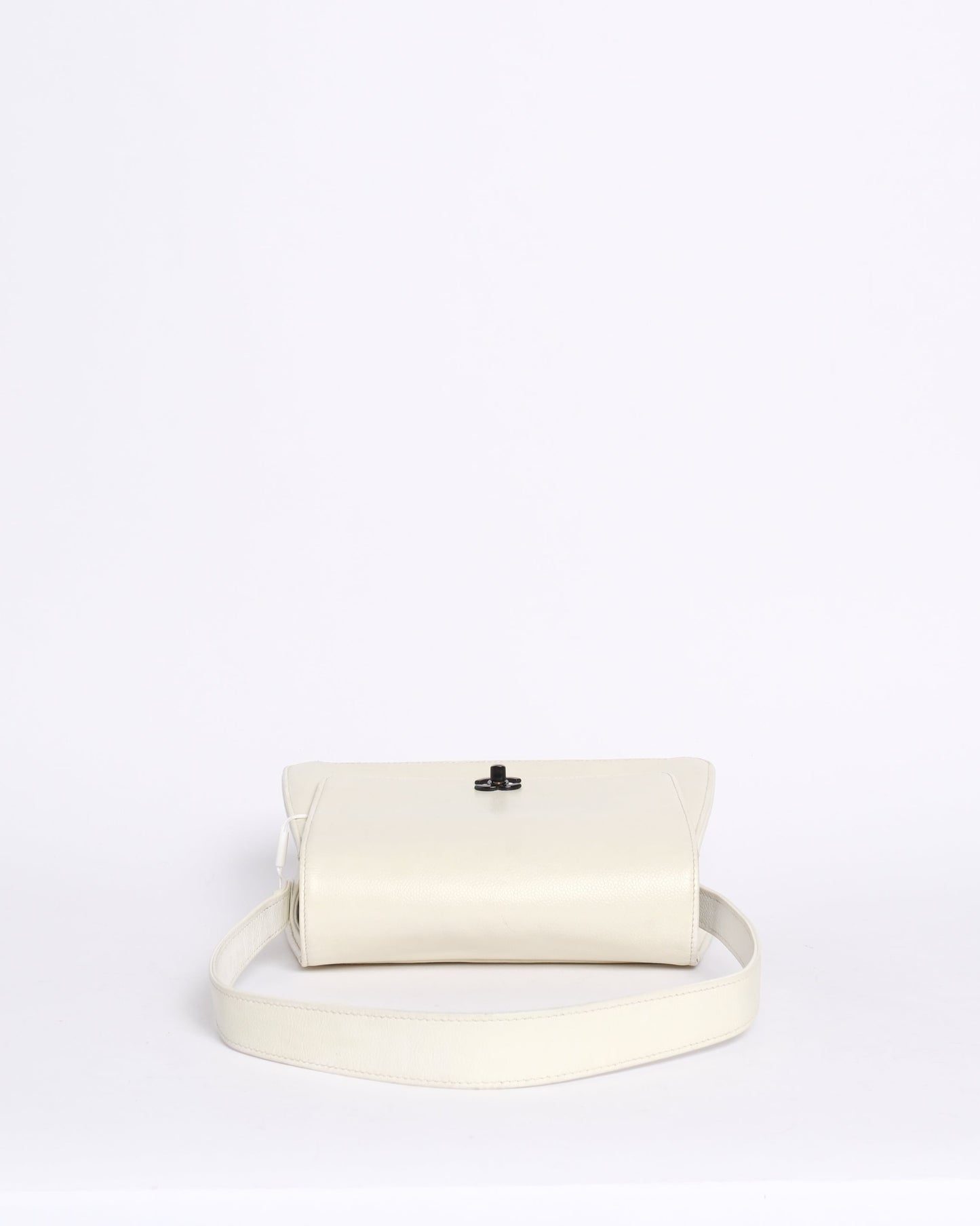 Chanel White Caviar Turnlock Shoulder Bag