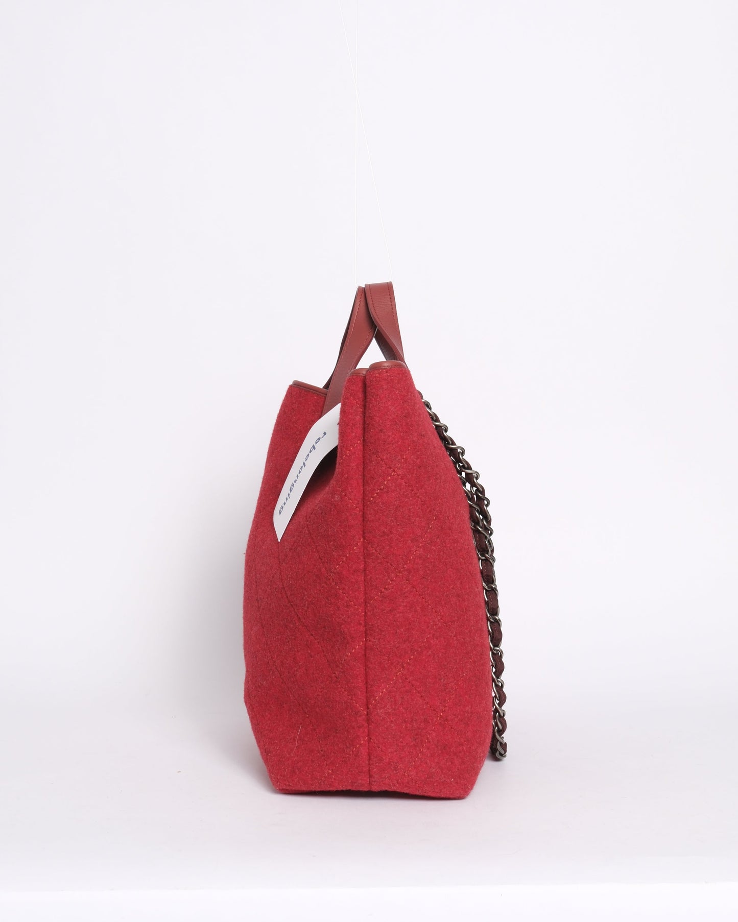 Chanel Red Wool 2-Way Shoulder Tote Bag