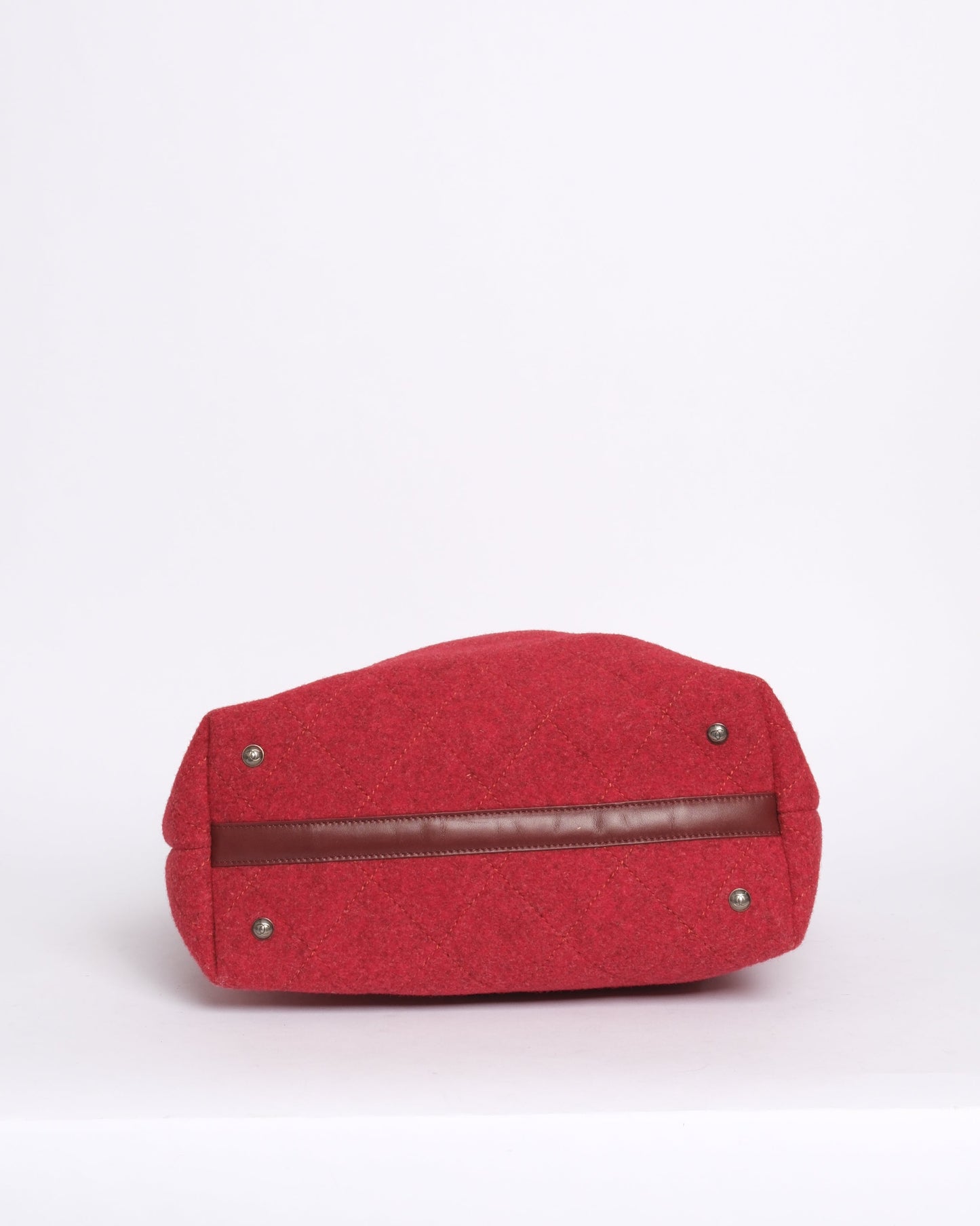 Chanel Red Wool 2-Way Shoulder Tote Bag