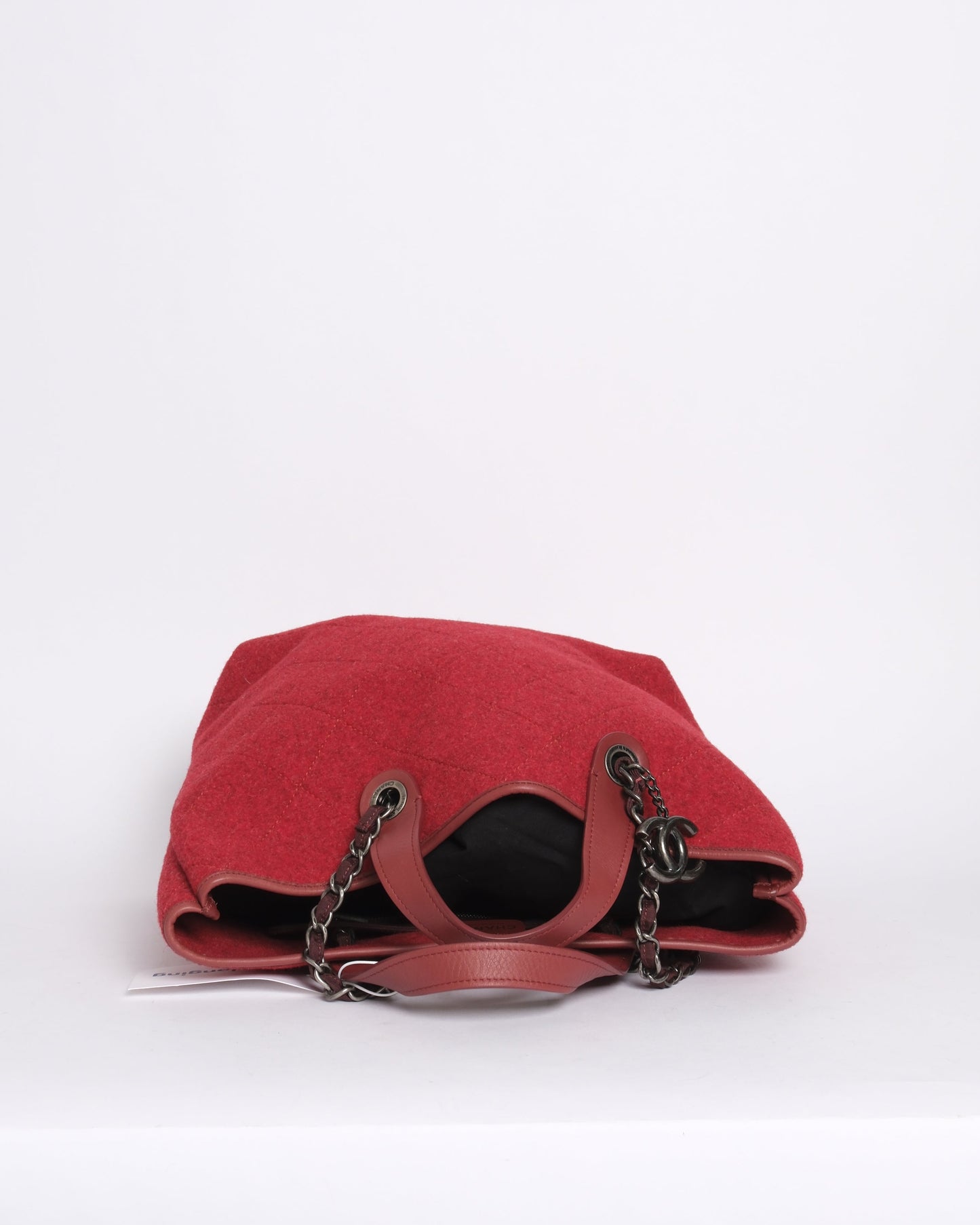 Chanel Red Wool 2-Way Shoulder Tote Bag
