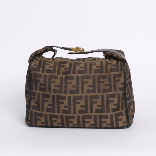Fendi Brown Zucca Canvas Clip Top Vanity Bag