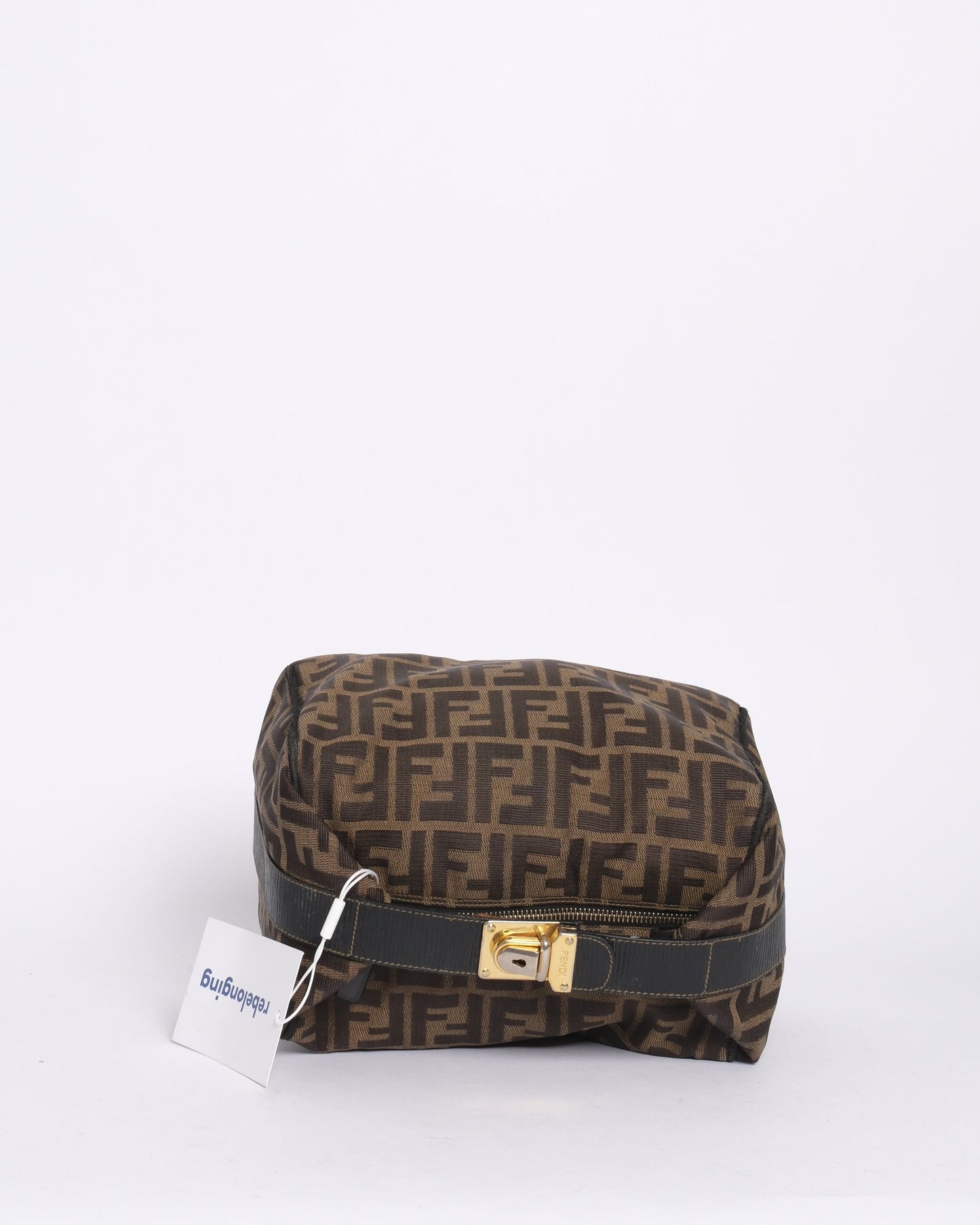 Fendi Brown Zucca Canvas Clip Top Vanity Bag