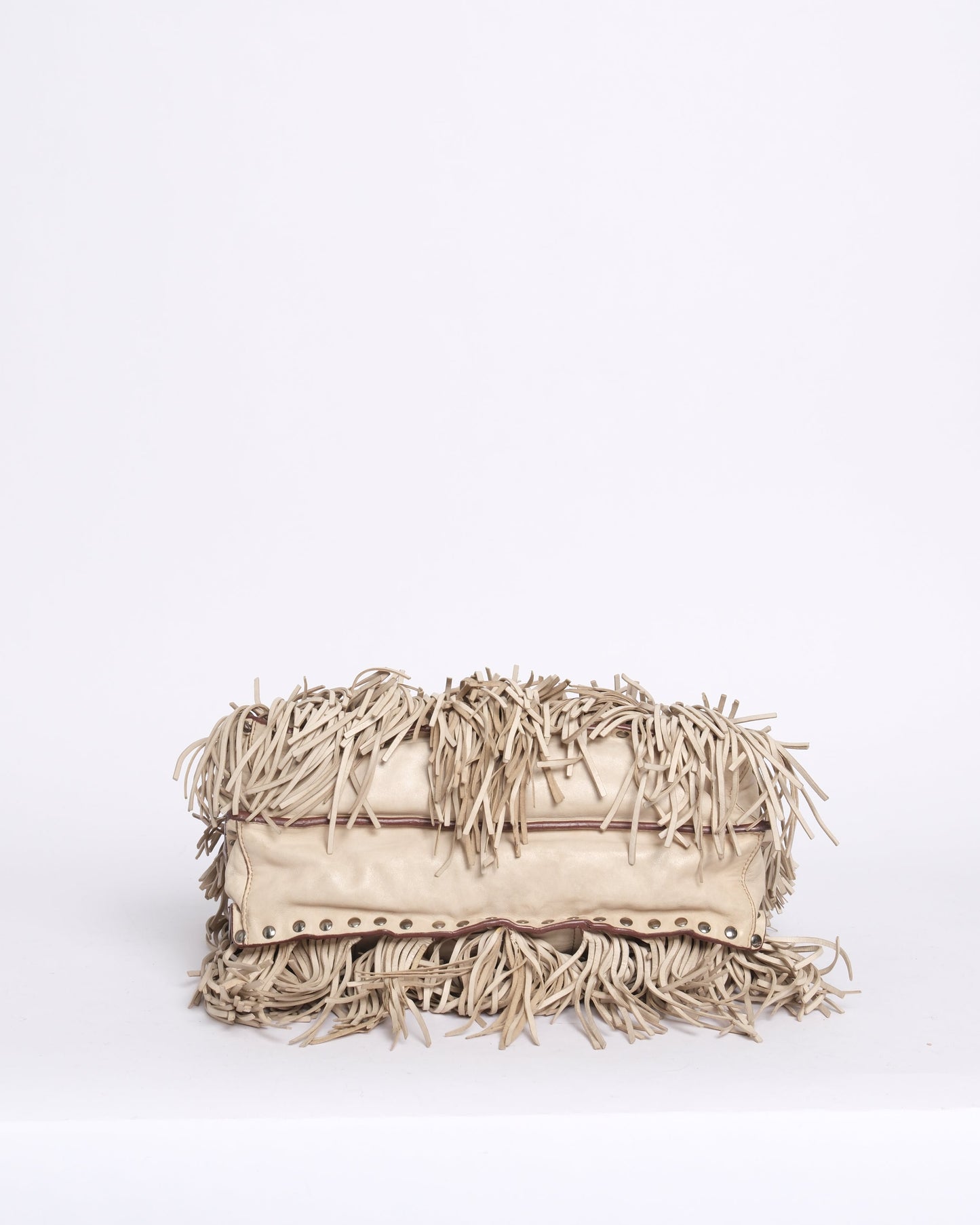 Prada Beige Fringe Shopper Tote Bag