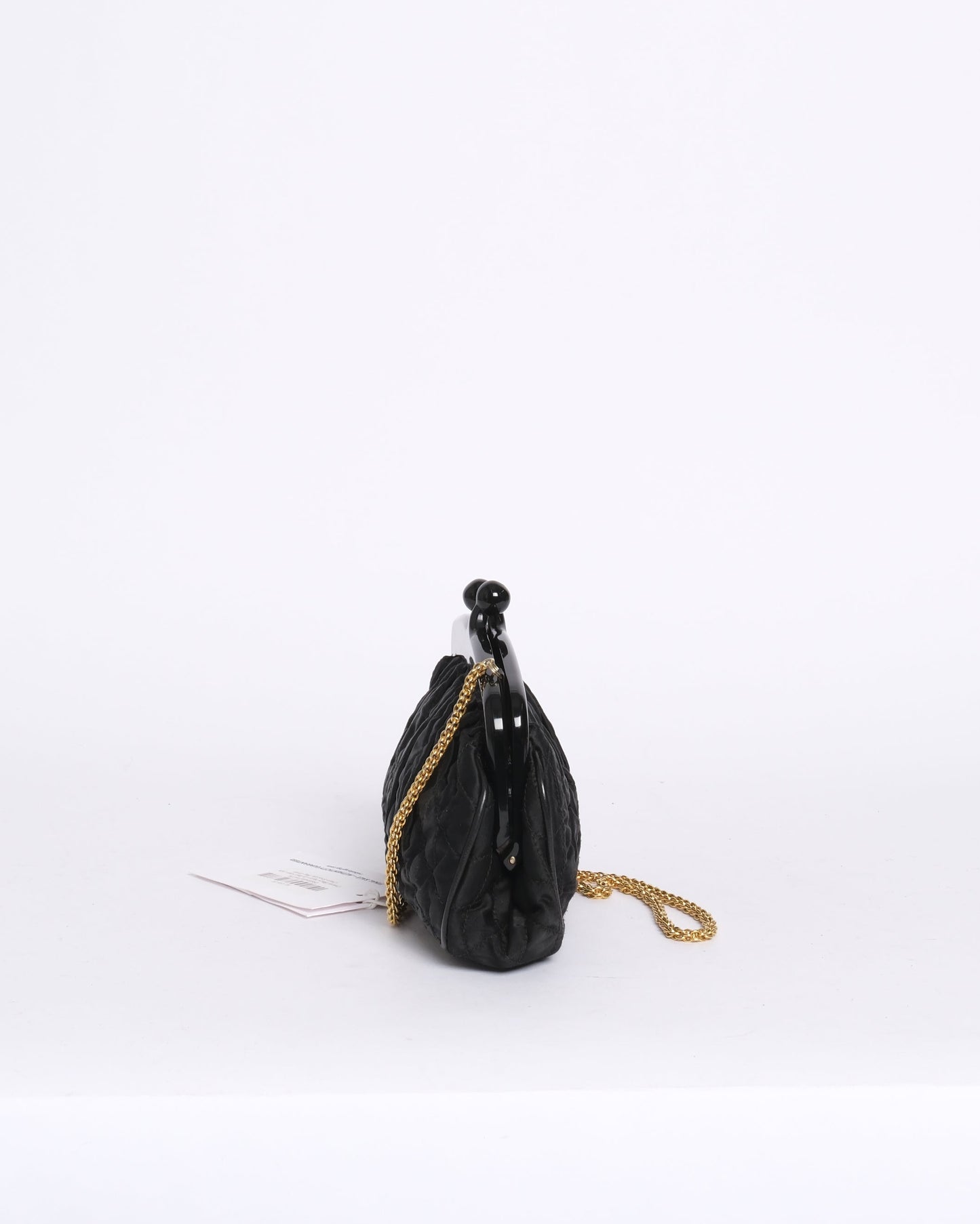 Chanel Black Nylon Quilted Kiss Lock Chain Shoulder Bag GHW