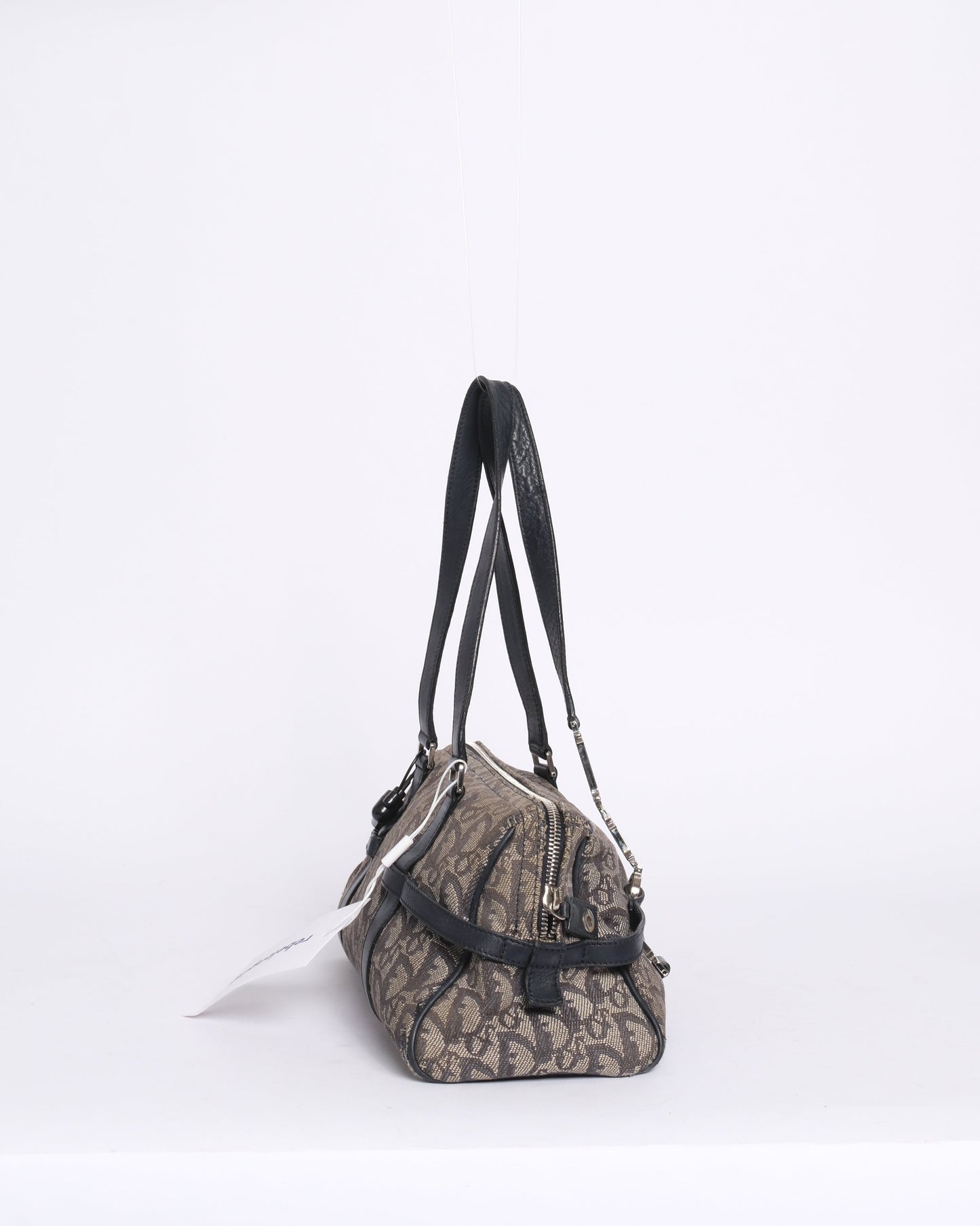 Christian Dior Navy Canvas Trotter Charm Boston Bag