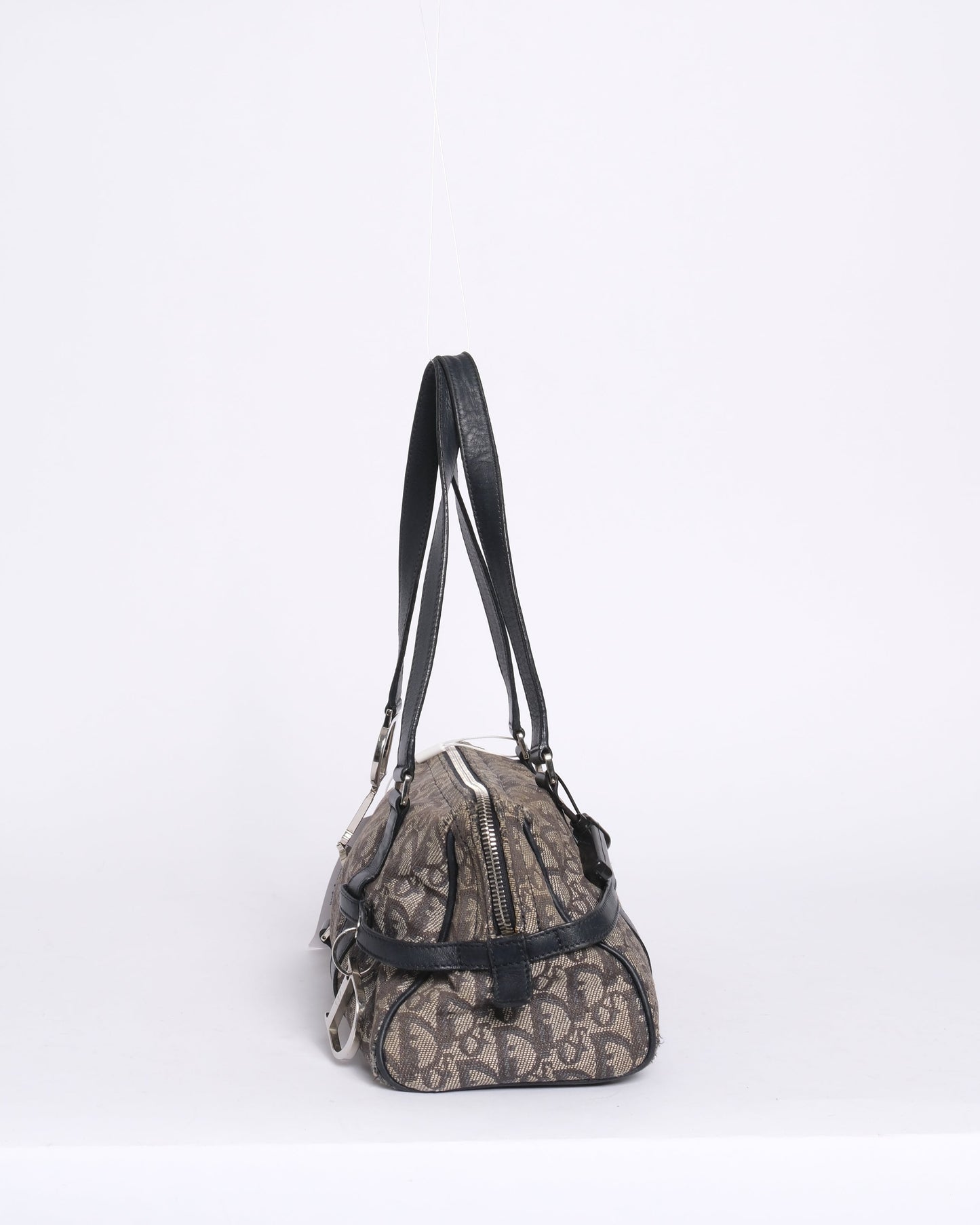 Christian Dior Navy Canvas Trotter Charm Boston Bag