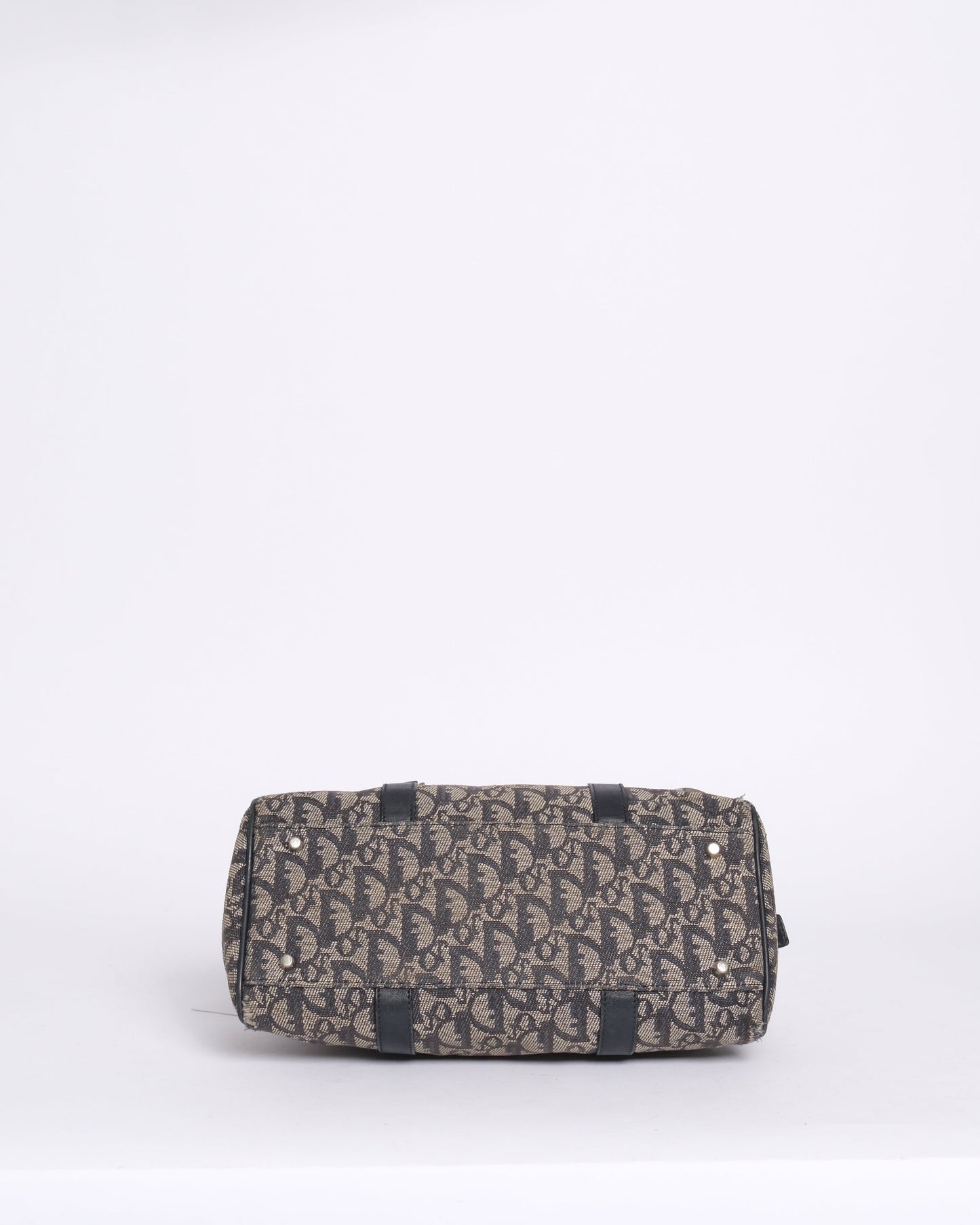 Christian Dior Navy Canvas Trotter Charm Boston Bag