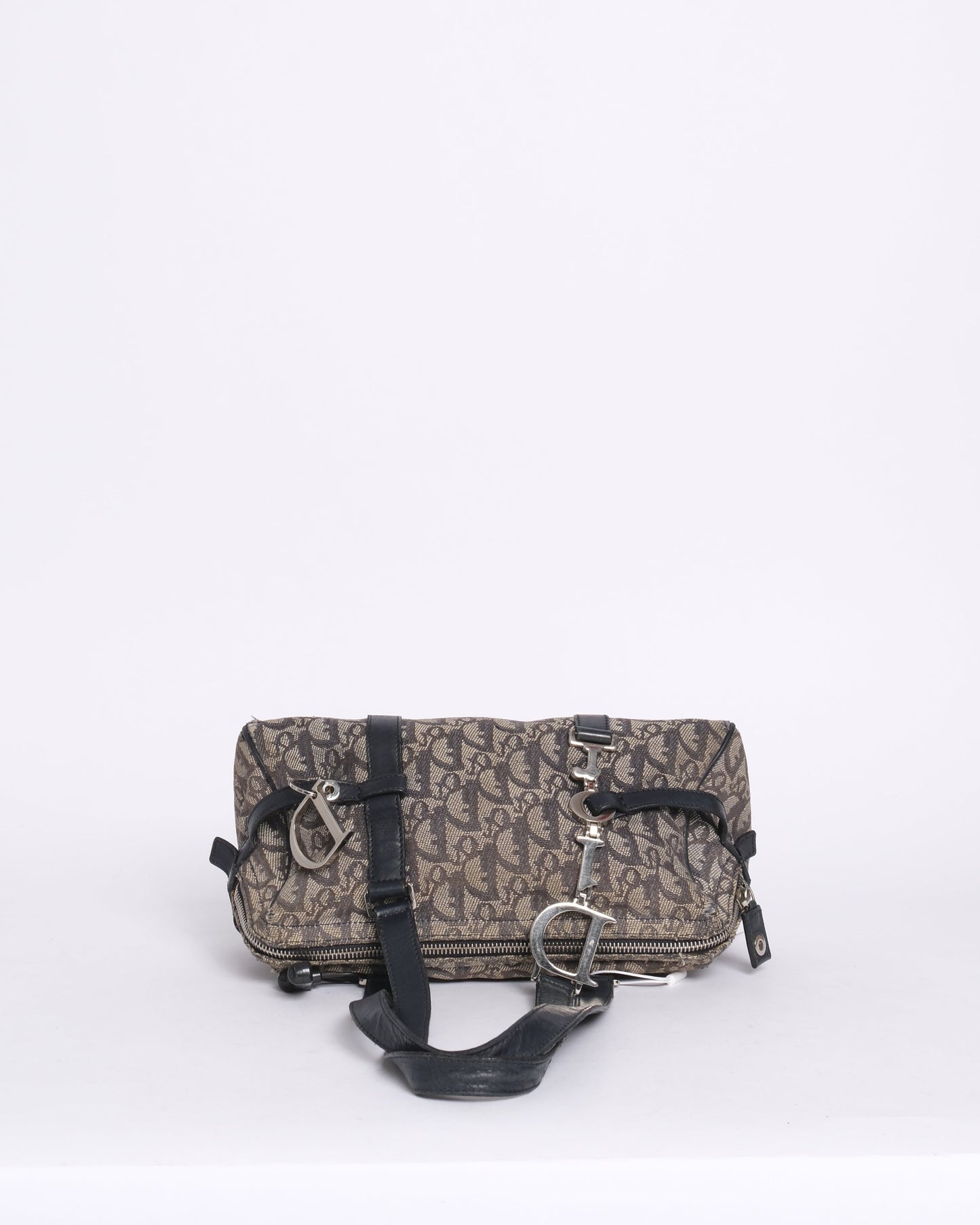 Christian Dior Navy Canvas Trotter Charm Boston Bag