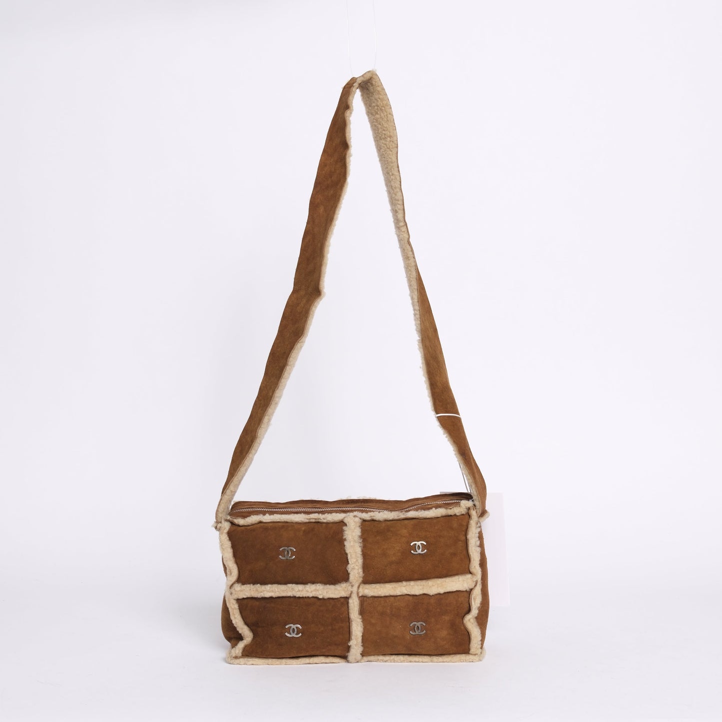 Chanel Brown Sheepskin Sherpa Crossbody Bag