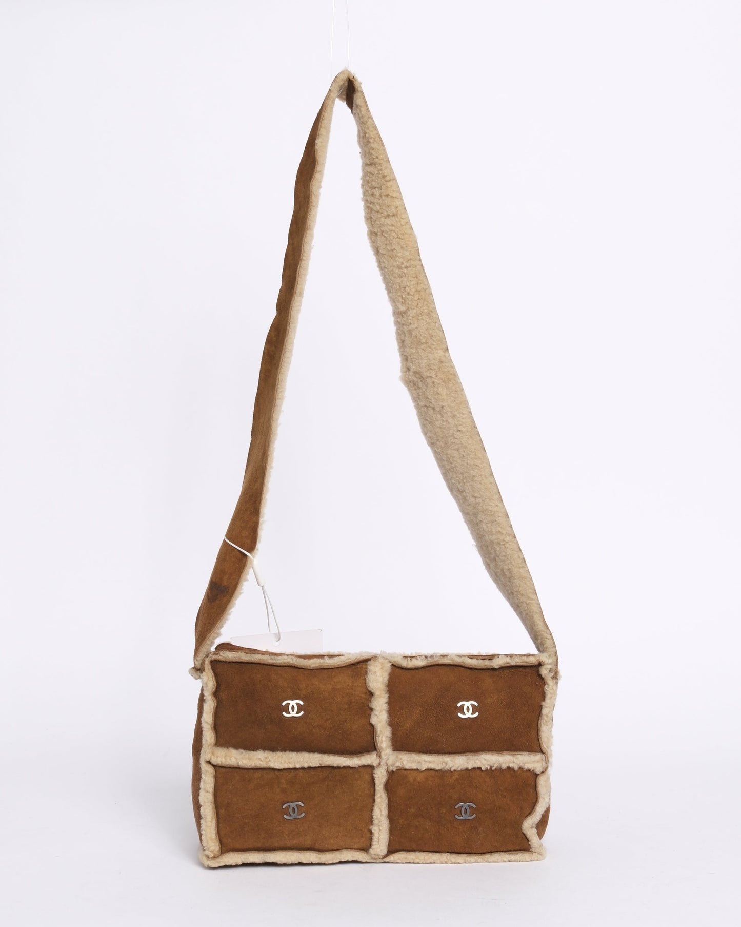 Chanel Brown Sheepskin Sherpa Crossbody Bag
