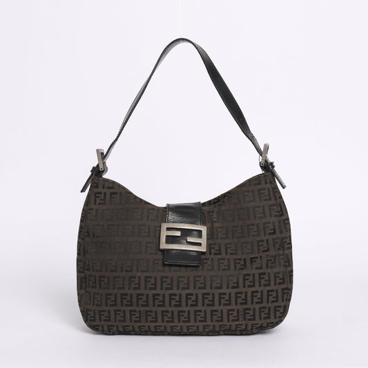 Fendi Brown Zucchino Canvas Shoulder Bag