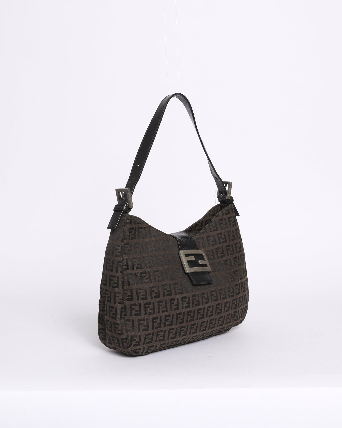 Fendi Brown Zucchino Canvas Shoulder Bag