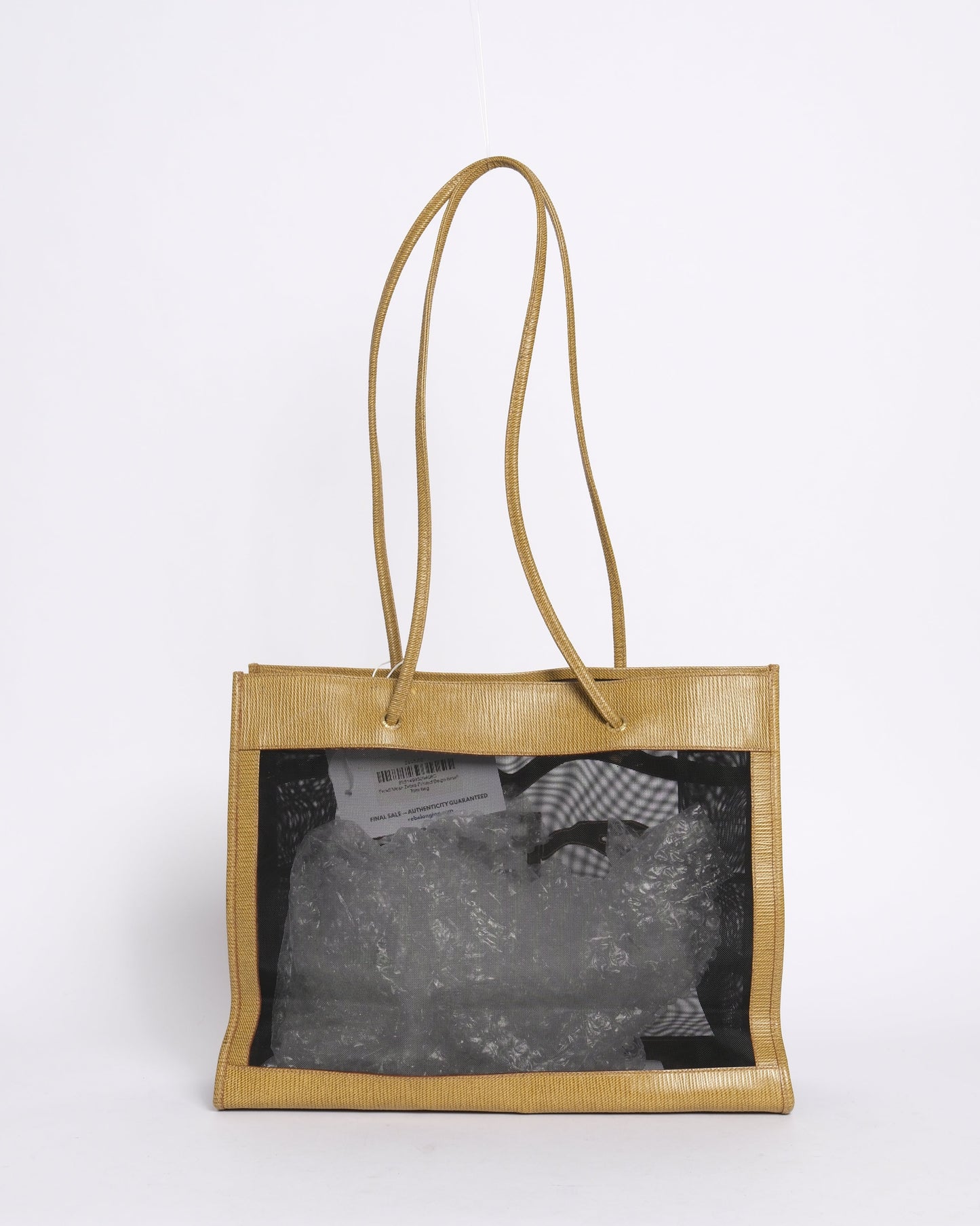 Fendi Mesh Zebra Printed Beige Small Tote Bag
