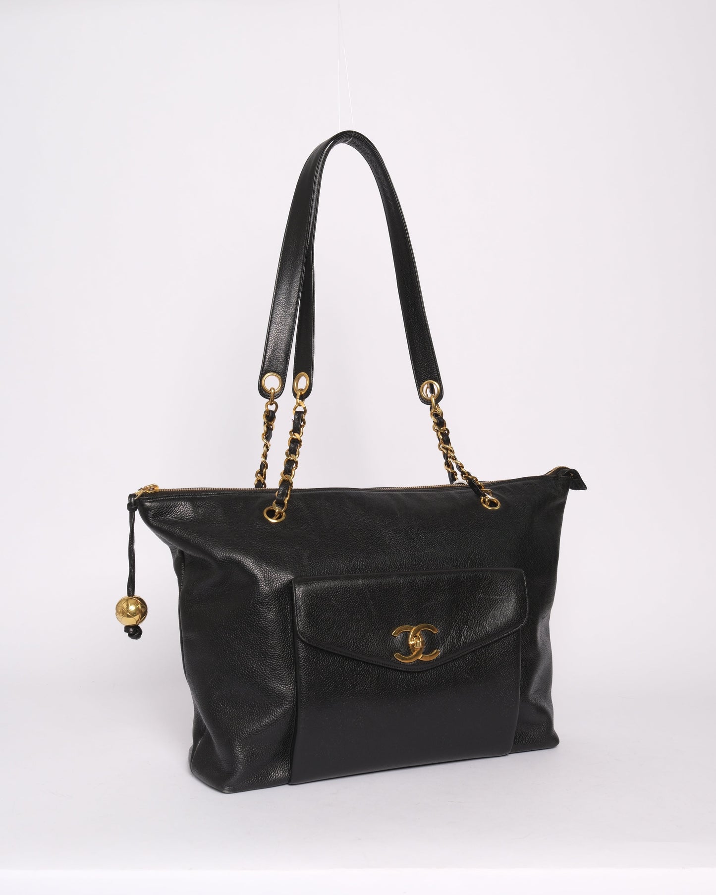 Chanel Caviar Jumbo Pocket Shoulder Tote Bag