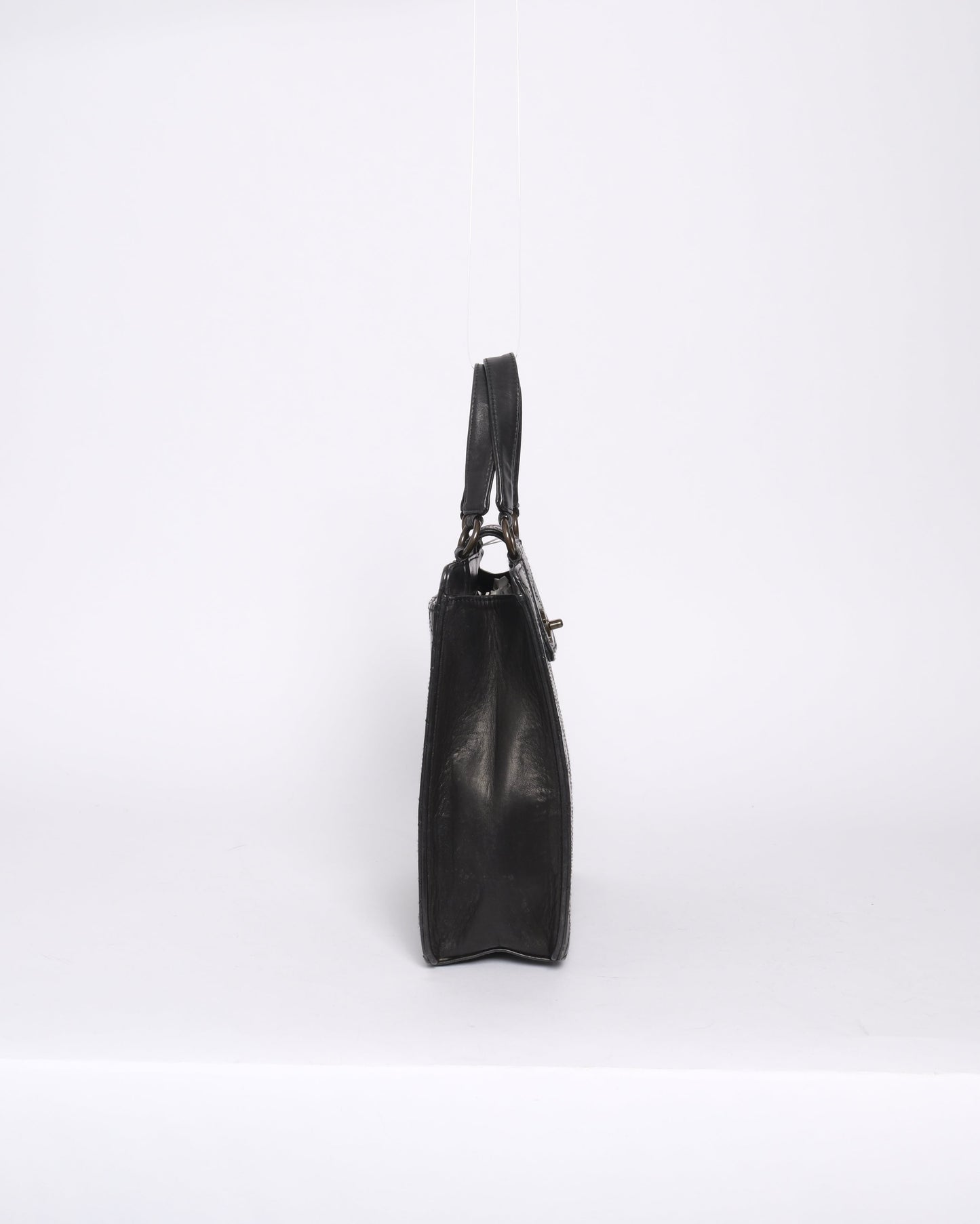 Chanel Black Lambskin Leather Quilted Tote Bag