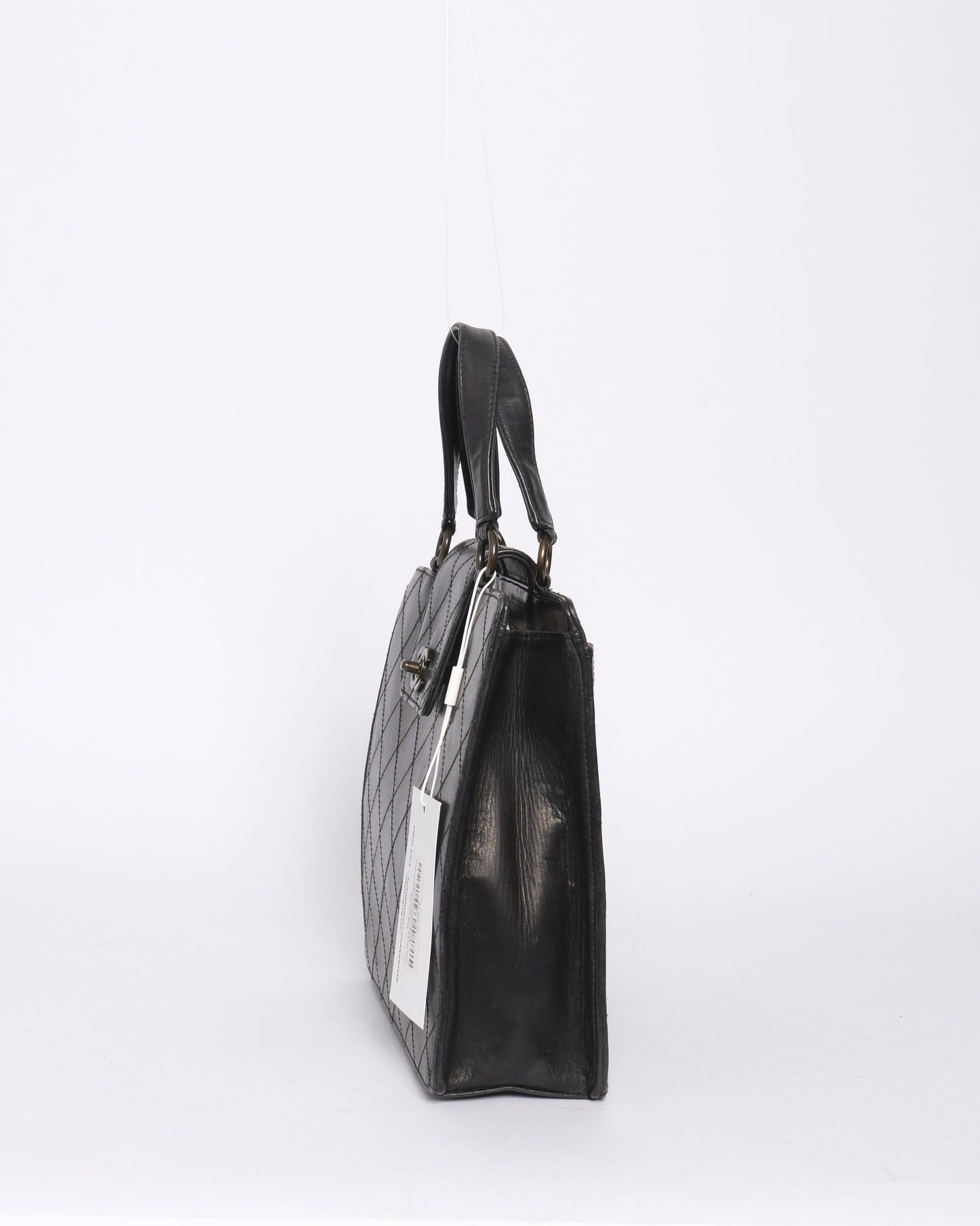 Chanel Black Lambskin Leather Quilted Tote Bag