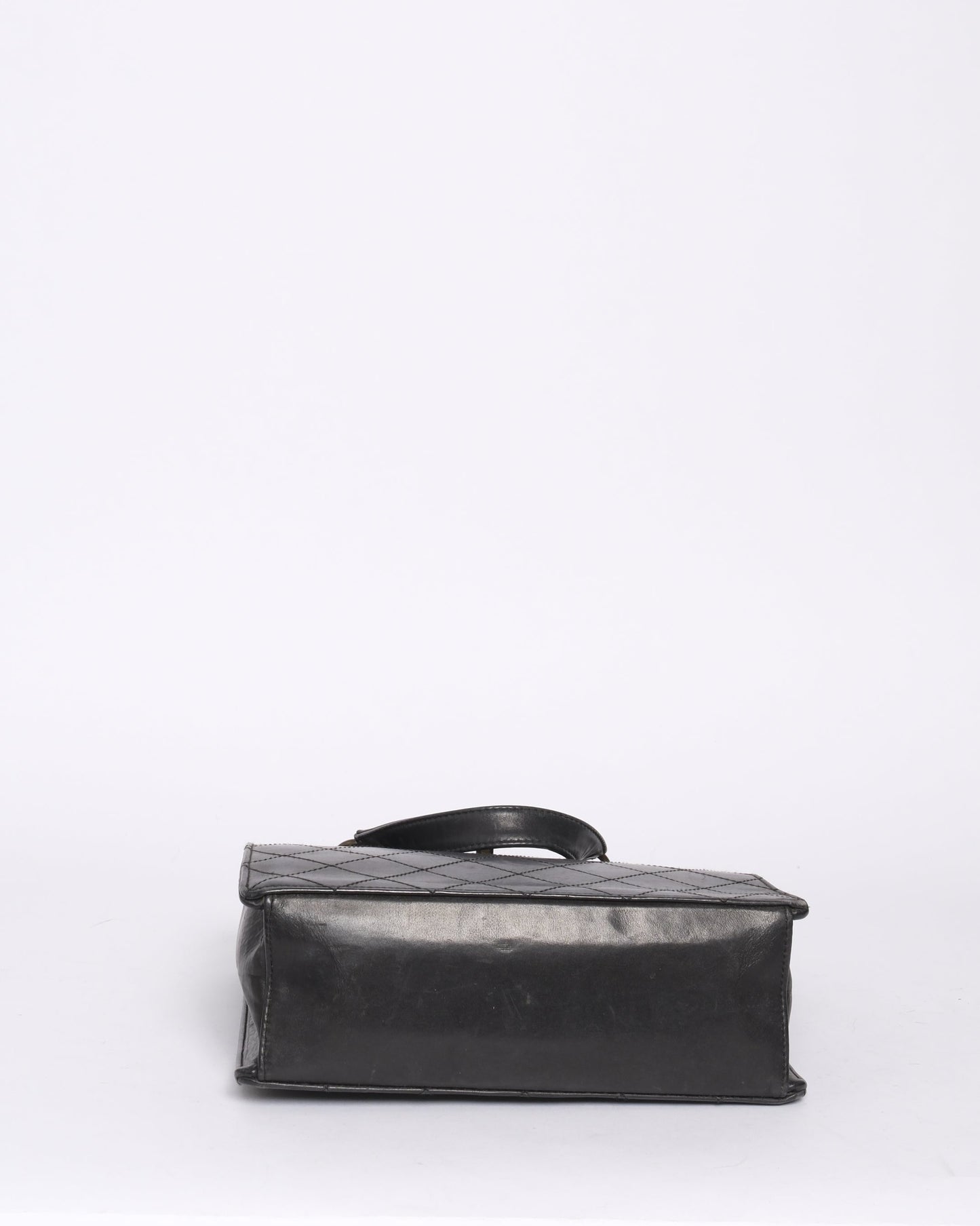 Chanel Black Lambskin Leather Quilted Tote Bag