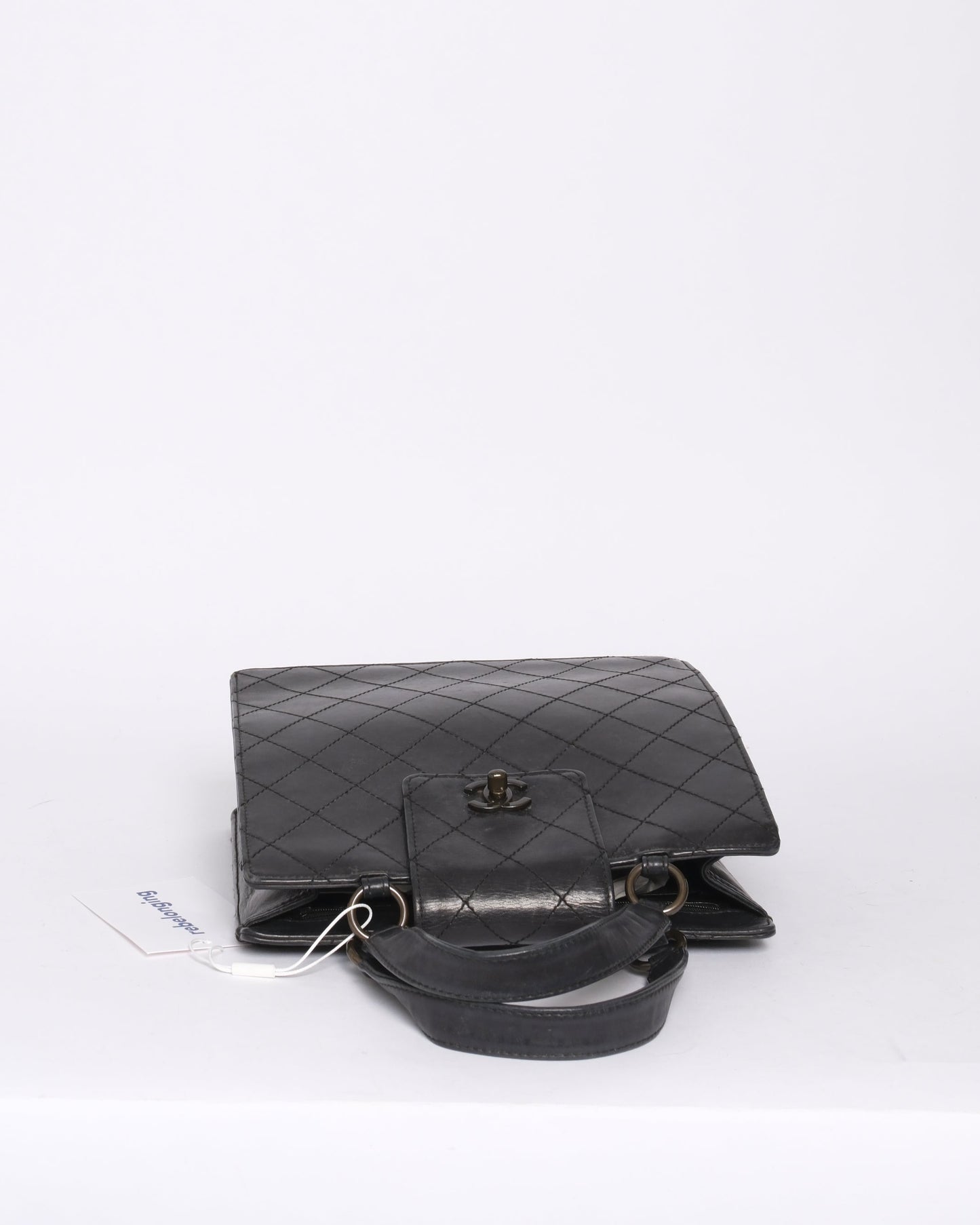 Chanel Black Lambskin Leather Quilted Tote Bag