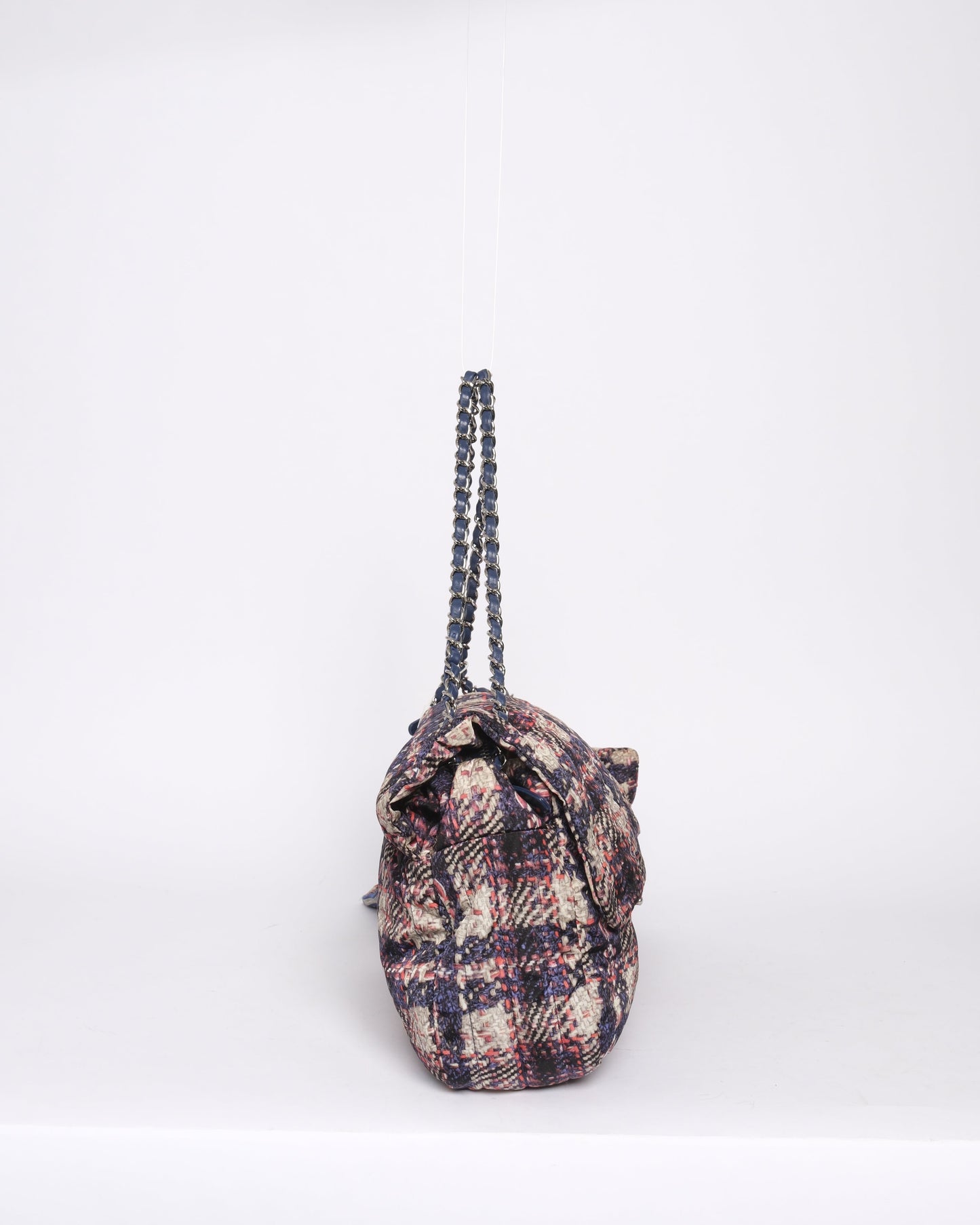 Chanel 2013 Multicolor Nylon Printed Tweed Jumbo Flap w/ Interior Pouch