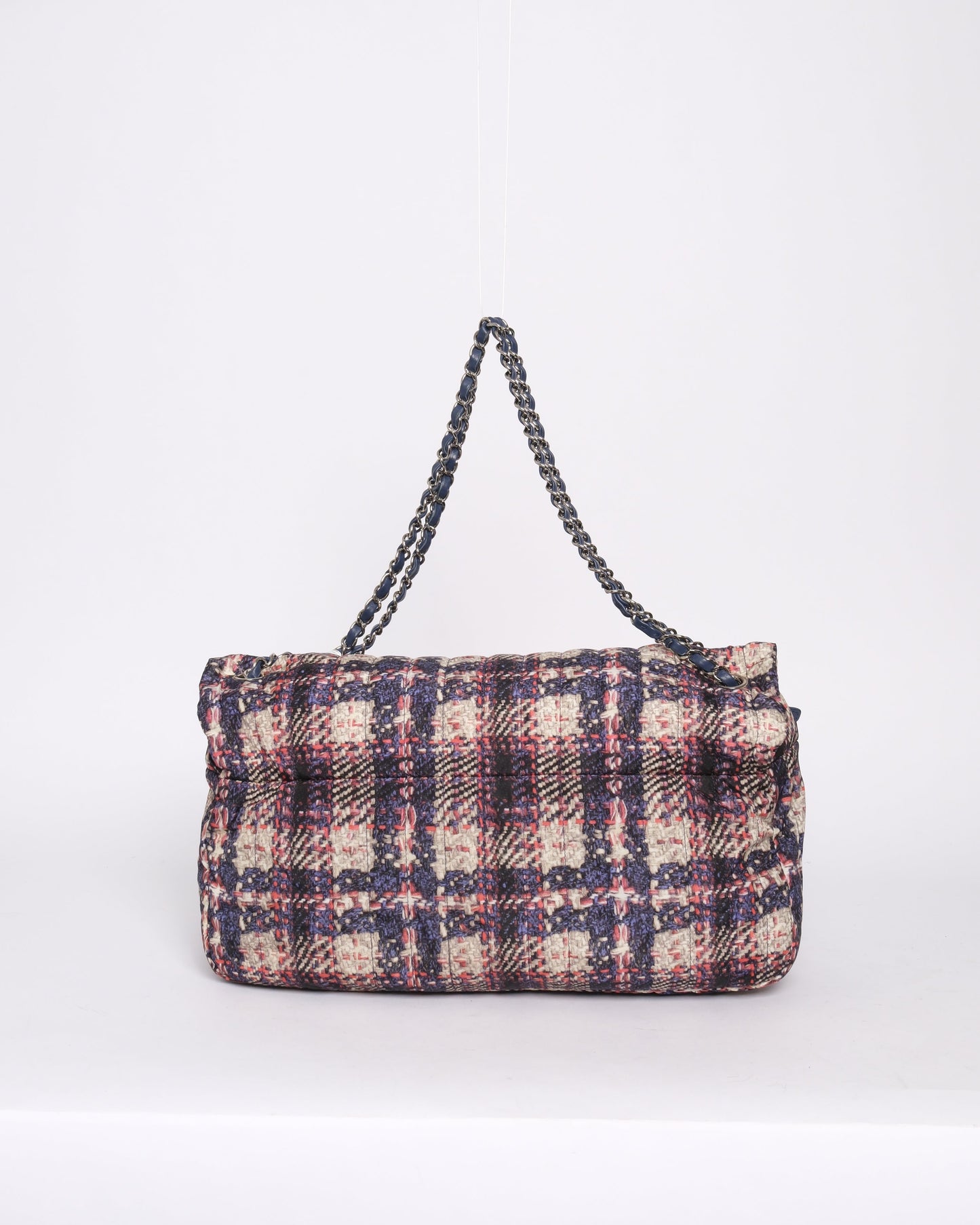 Chanel 2013 Multicolor Nylon Printed Tweed Jumbo Flap w/ Interior Pouch