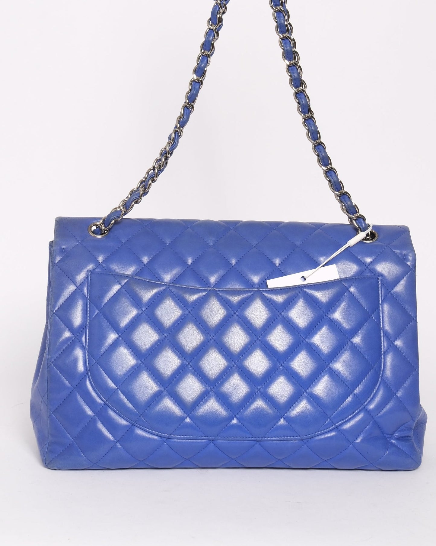 Chanel Blue Lambskin Leather Quilted Jumbo Flap SHW