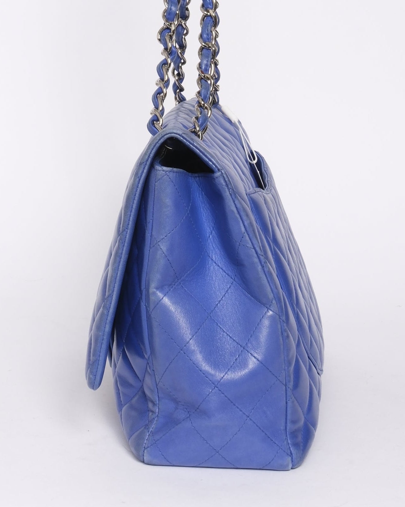 Chanel Blue Lambskin Leather Quilted Jumbo Flap SHW