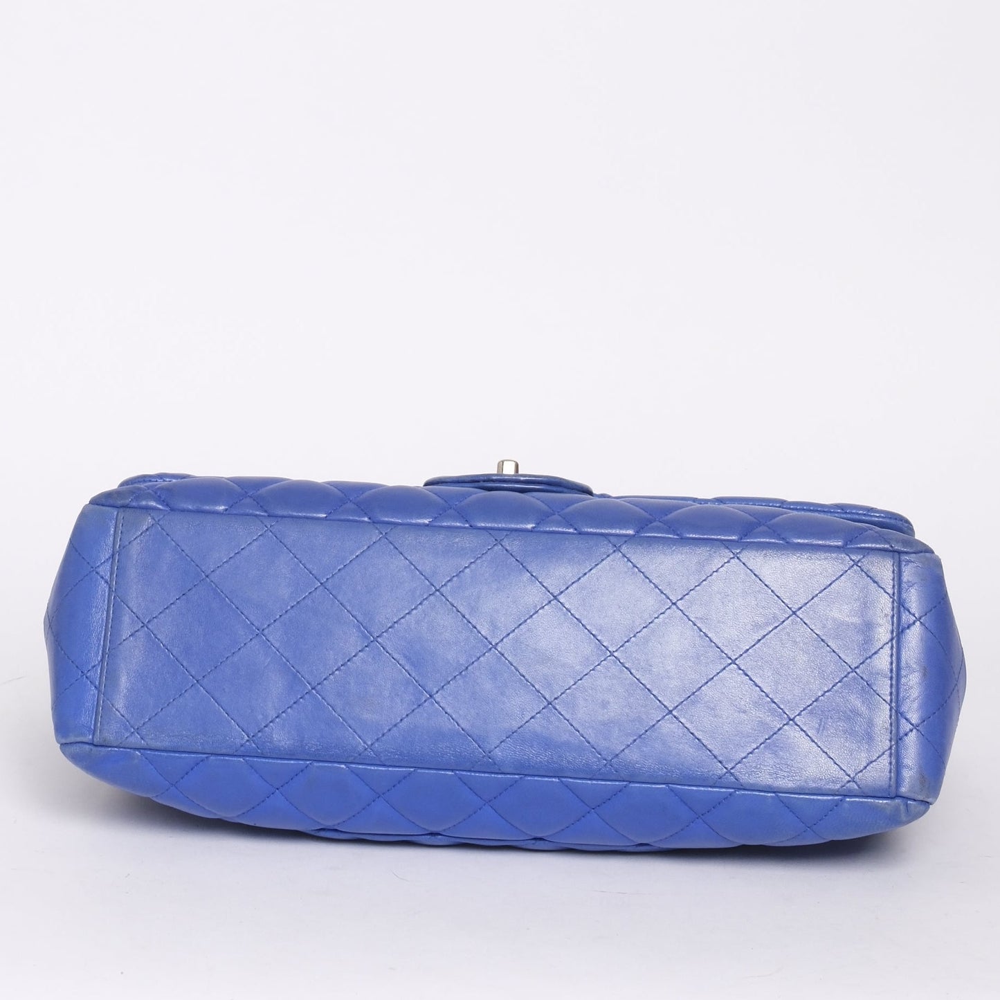 Chanel Blue Lambskin Leather Quilted Jumbo Flap SHW
