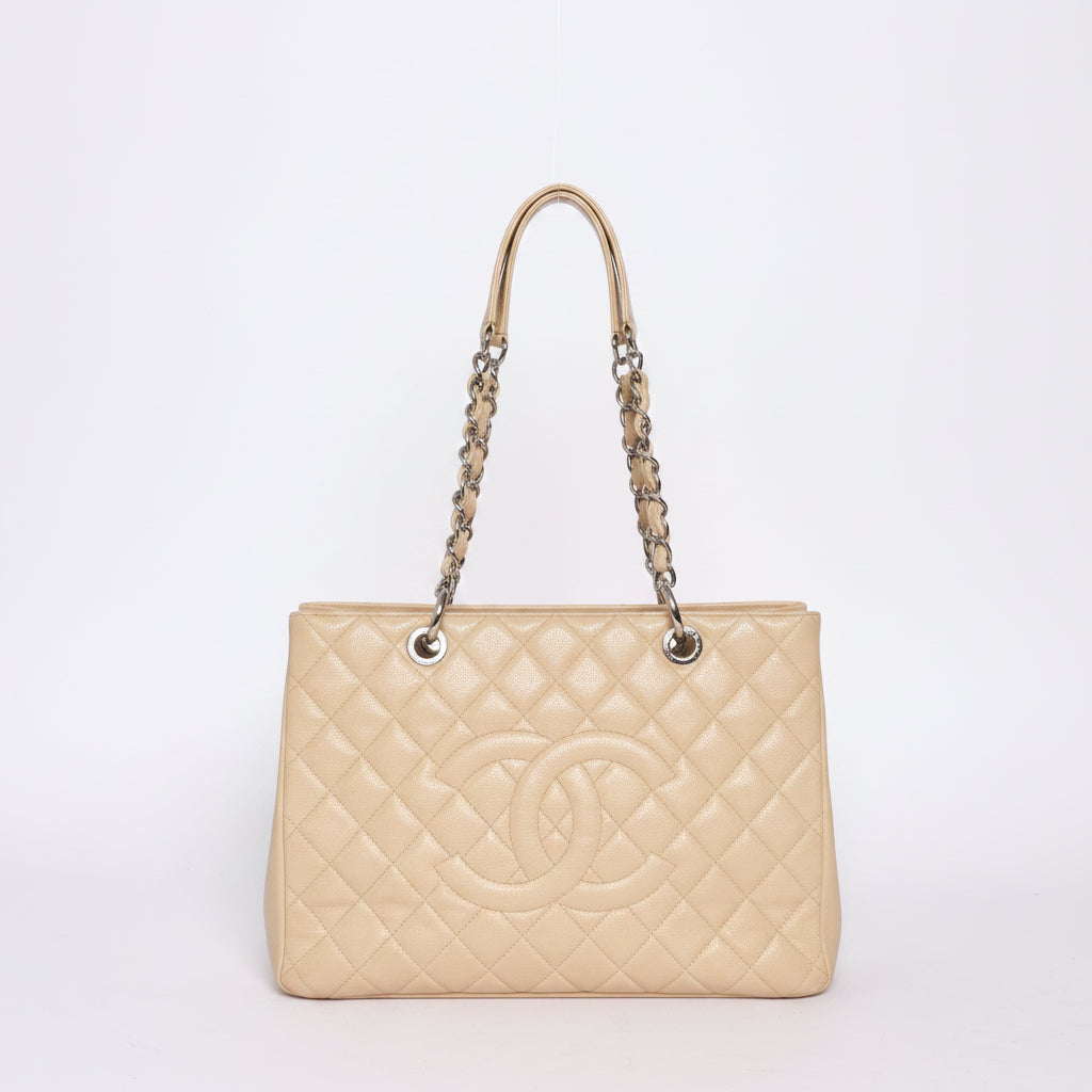 Chanel Beige Caviar Leather Grand Tote Bag